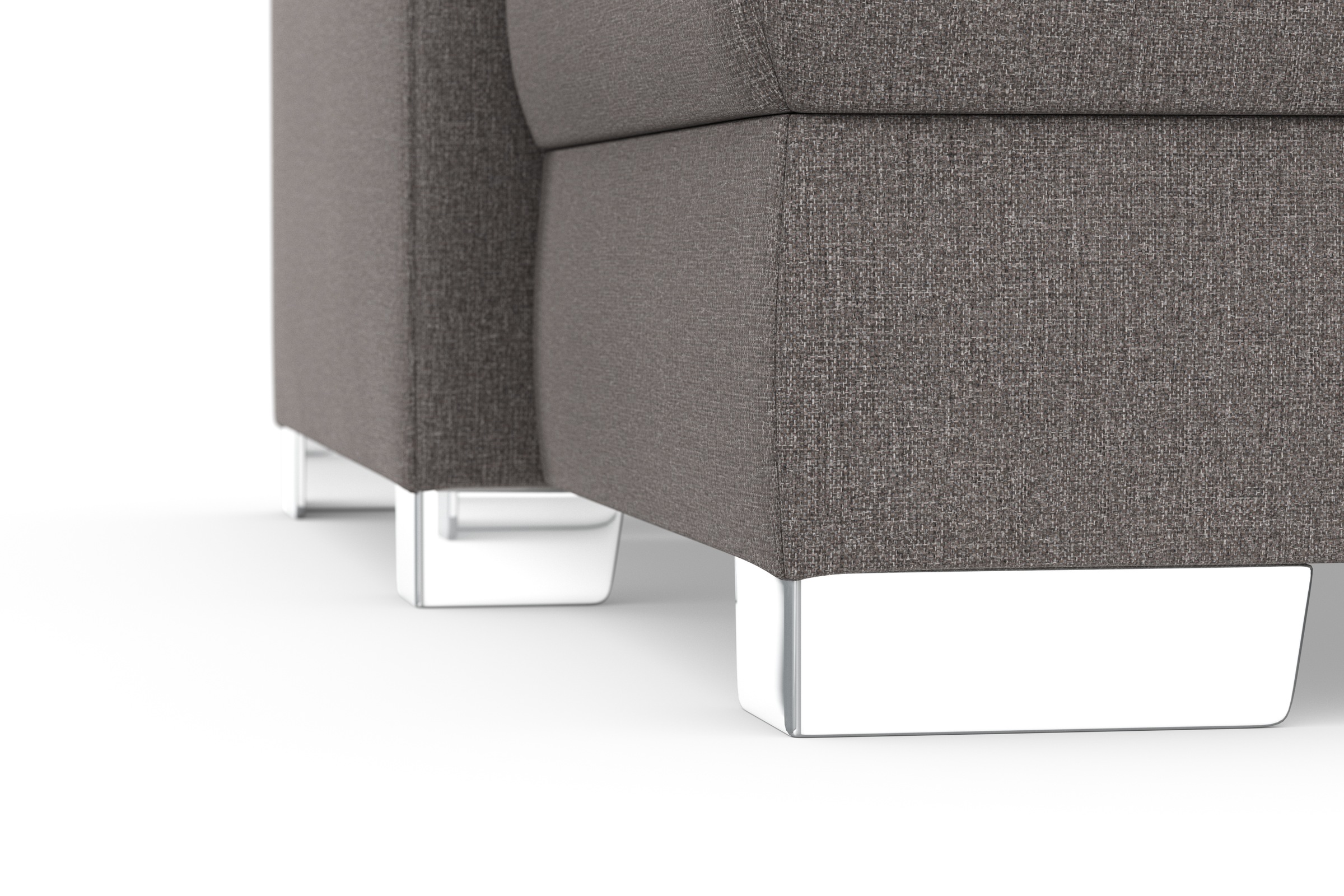 DOMO collection Ecksofa »Anzio L-Form, whlw. Bettfunktion, Federkern, hochwertig, Breite 271 cm«, Ohne Bettfunktion, Recamiere links, Feinstruktur, schlamm