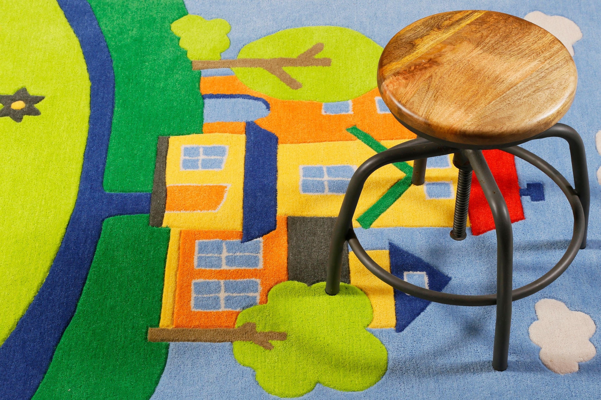 SMART KIDS Kinderteppich »Villa Villakulla« rechteckig 9 mm Höhe Spielteppich Stadt, Konturenschnitt