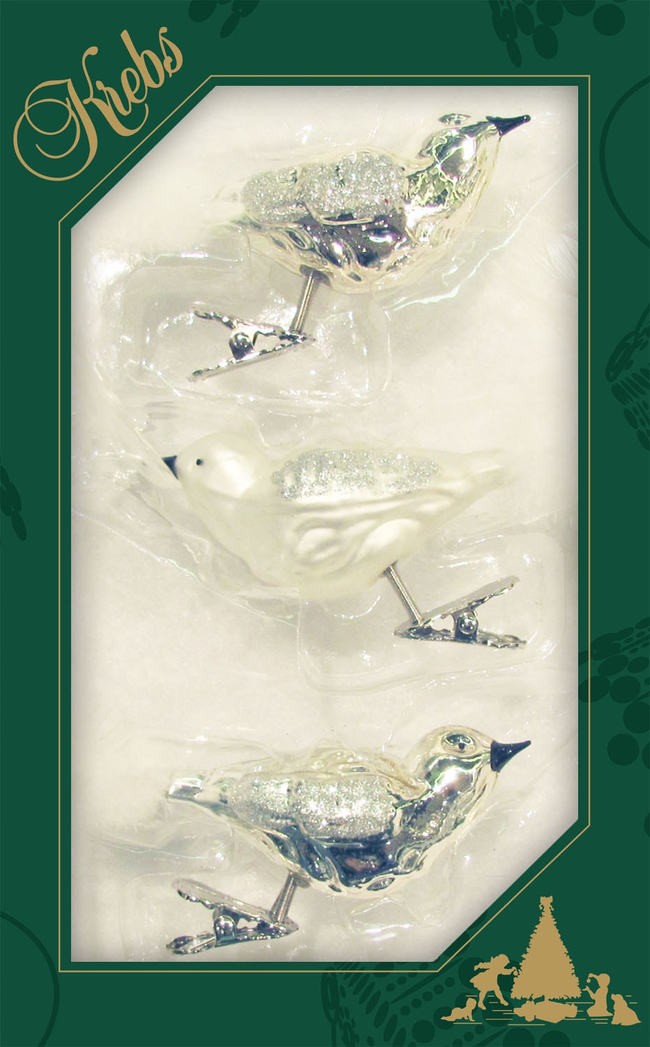 Krebs Glas Lauscha Weihnachtsbaumklammer »CBK90661, Weihnachtsdeko, Christbaumschmuck«, (Set, 3 tlg.), Vogel auf Clip