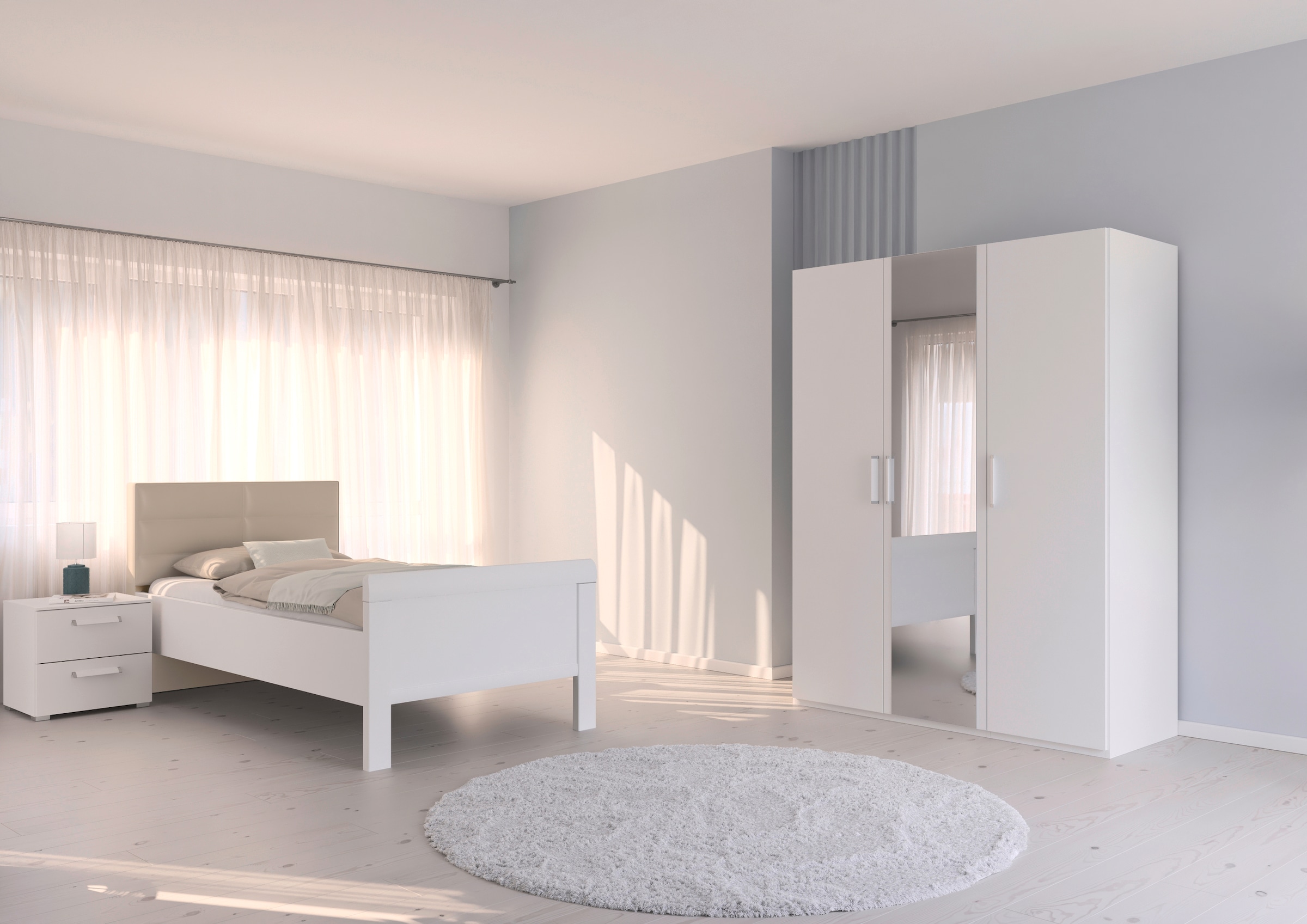 rauch Schlafzimmer-Set »Komplettschlafzimmer Schlafzimmer EVELYN«, (Set, 3 tlg.), Schrank und Bett in 2 Breiten, Nachttisch 2 Schubladen MADE IN GERMANY
