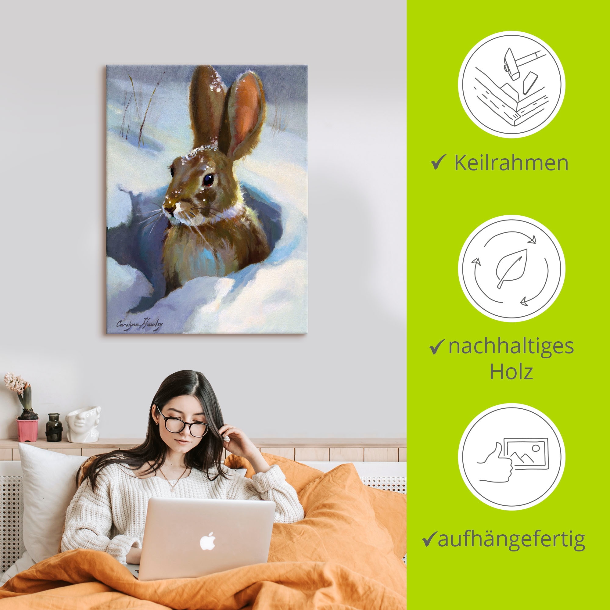 Artland Wandbild »Schneehase« Wildtiere 1 Stk. tlg. als Leinwandbild, Poster in verschied. Größen