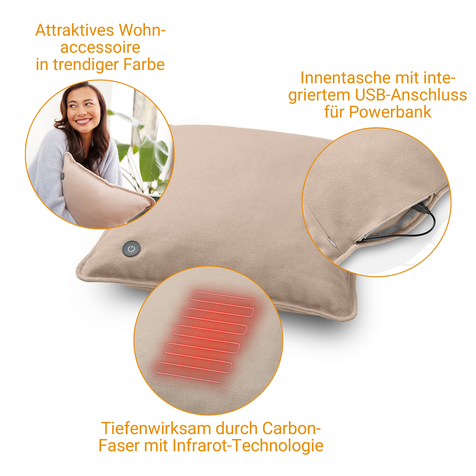 Medisana Heizkissen »HC 200« tiefenwirksam durch Carbon-Faser mit Infrarot, kabellose Anwendung