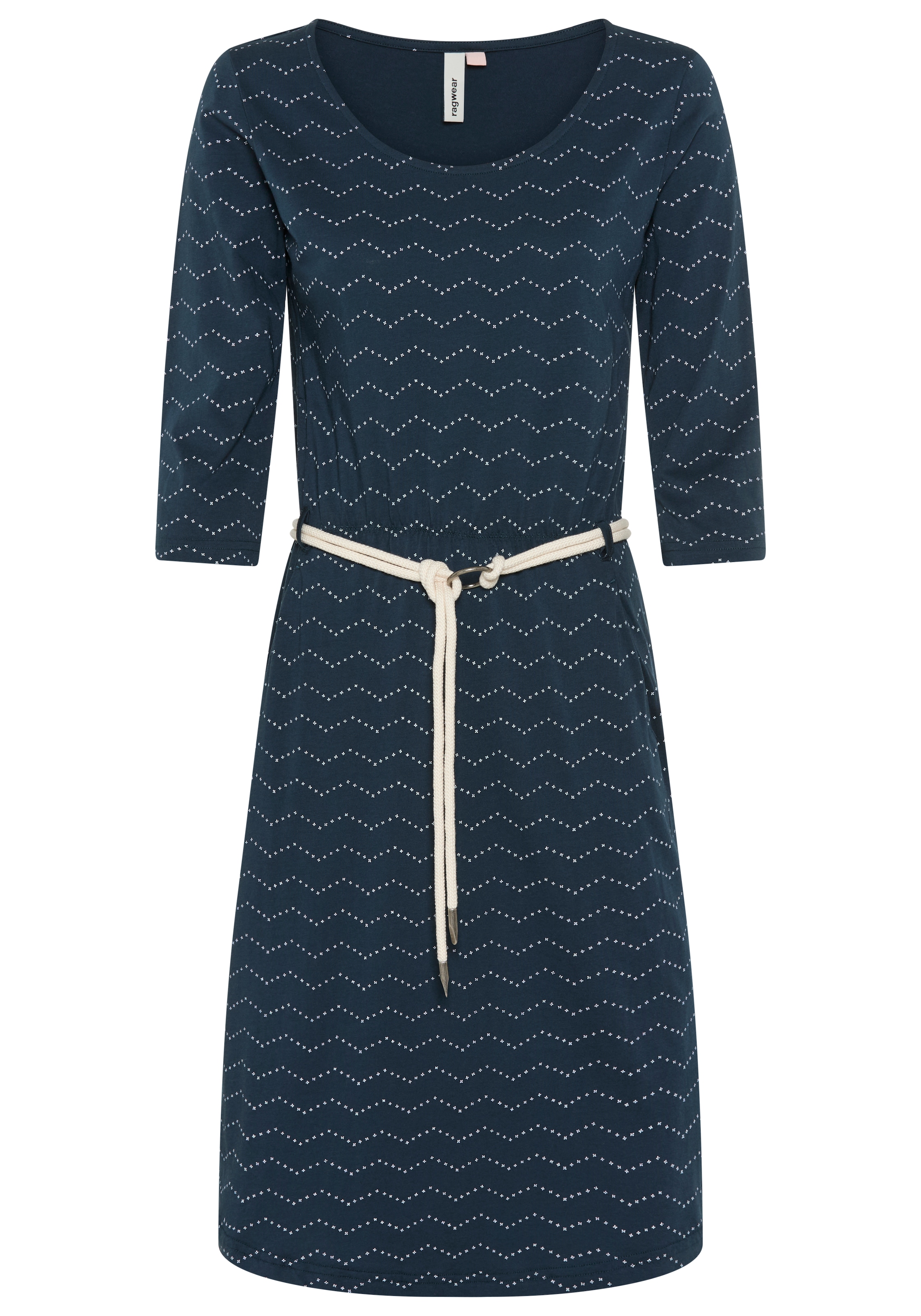 Ragwear Jerseykleid »LILITHA ZIG ZAG O« mit Taillen-Bindegürtel