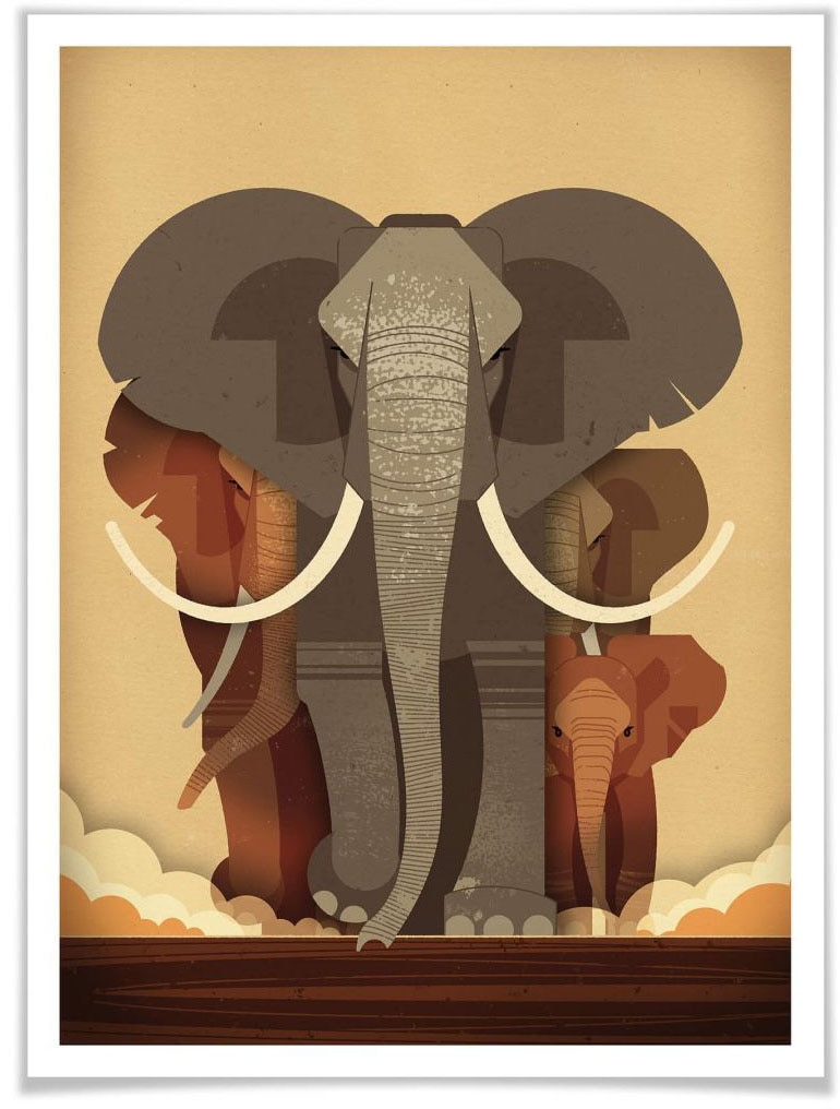 Poster »Elephants«, Elefanten, (1 St.), Poster ohne Bilderrahmen