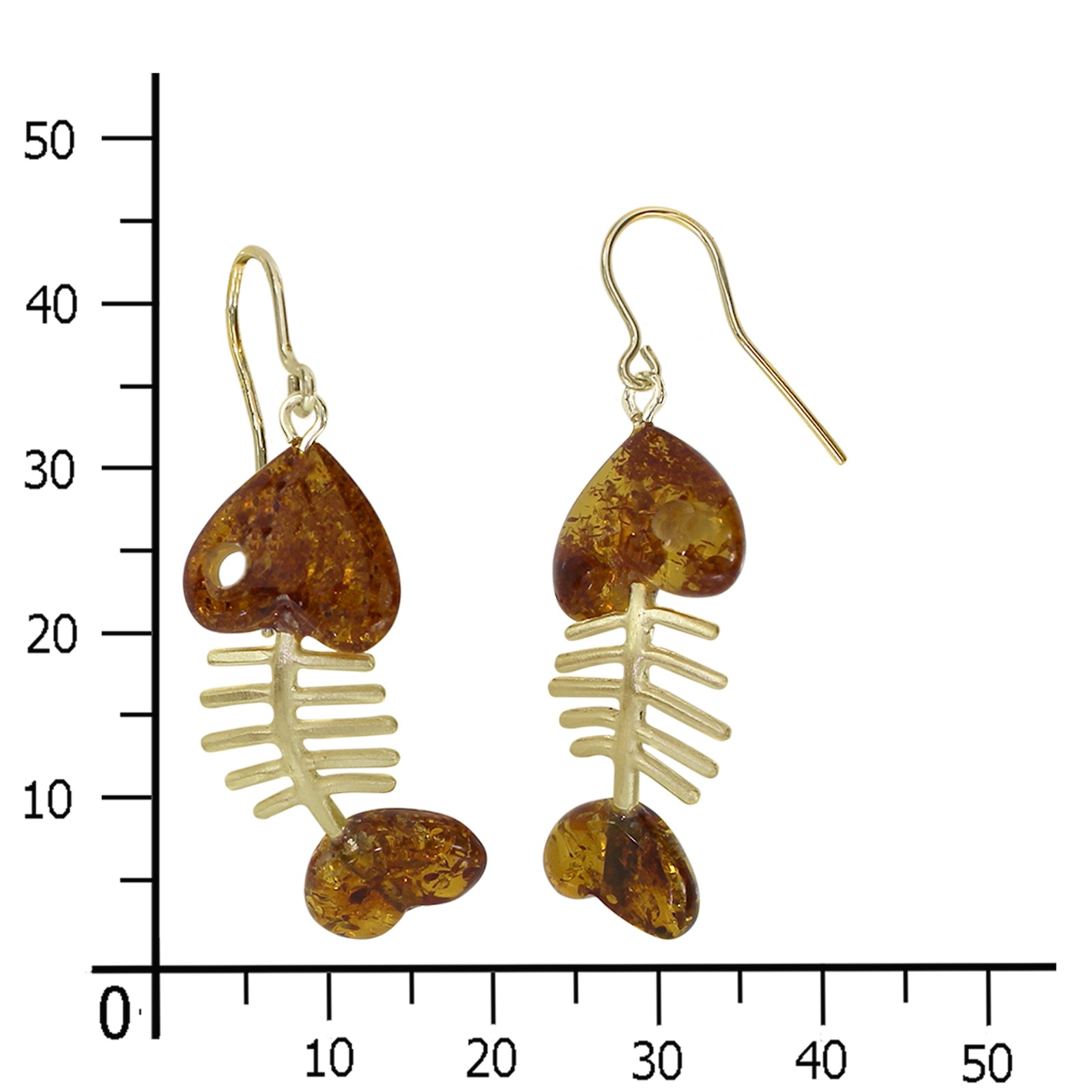 OSTSEE-SCHMUCK Paar Ohrhänger »- Fisch 30 mm - Gold 333/000 - Bernstein«