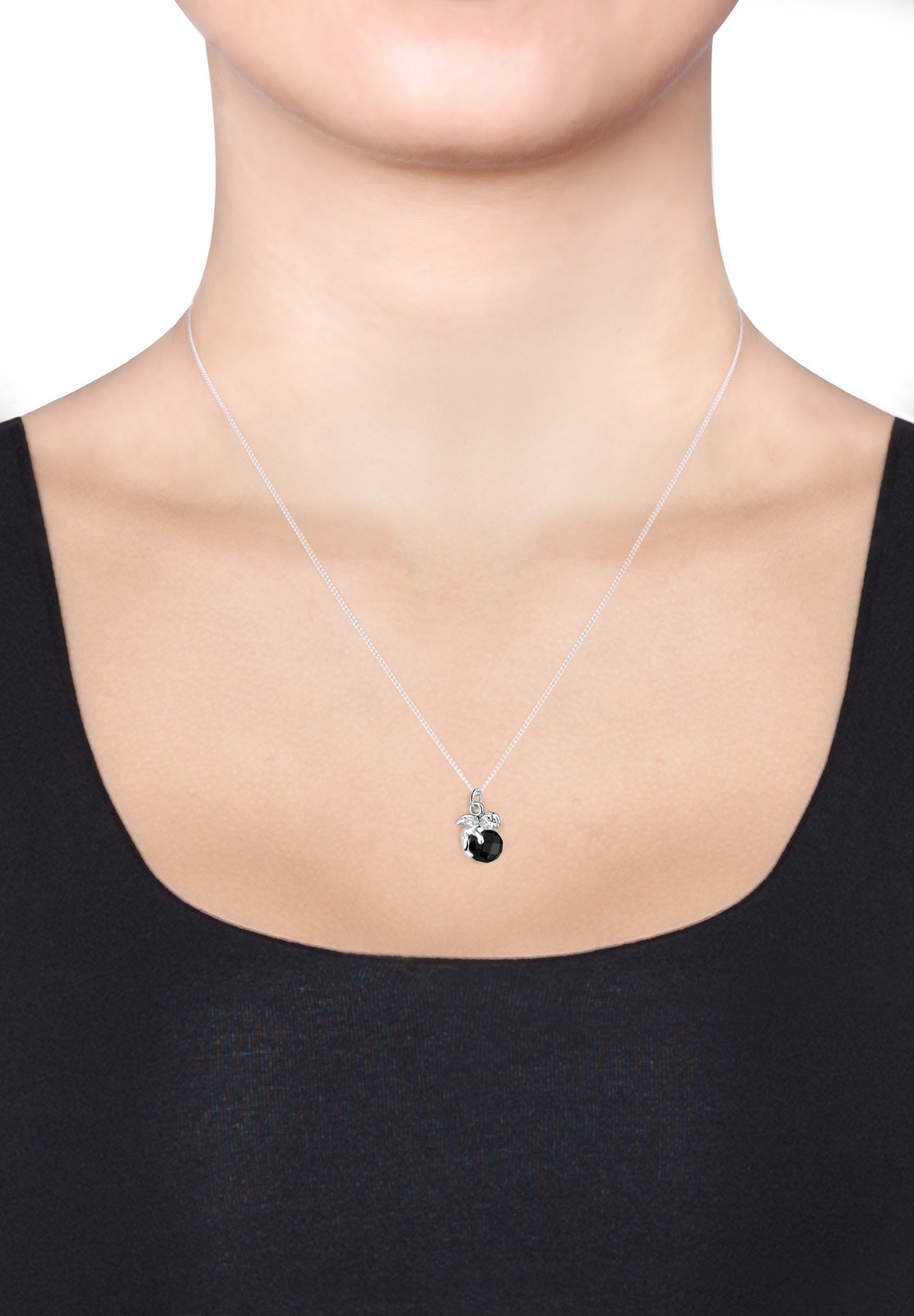 Elli Silberkette »Halskette Engel Onyx Schwarz 925 Sterling Silber«