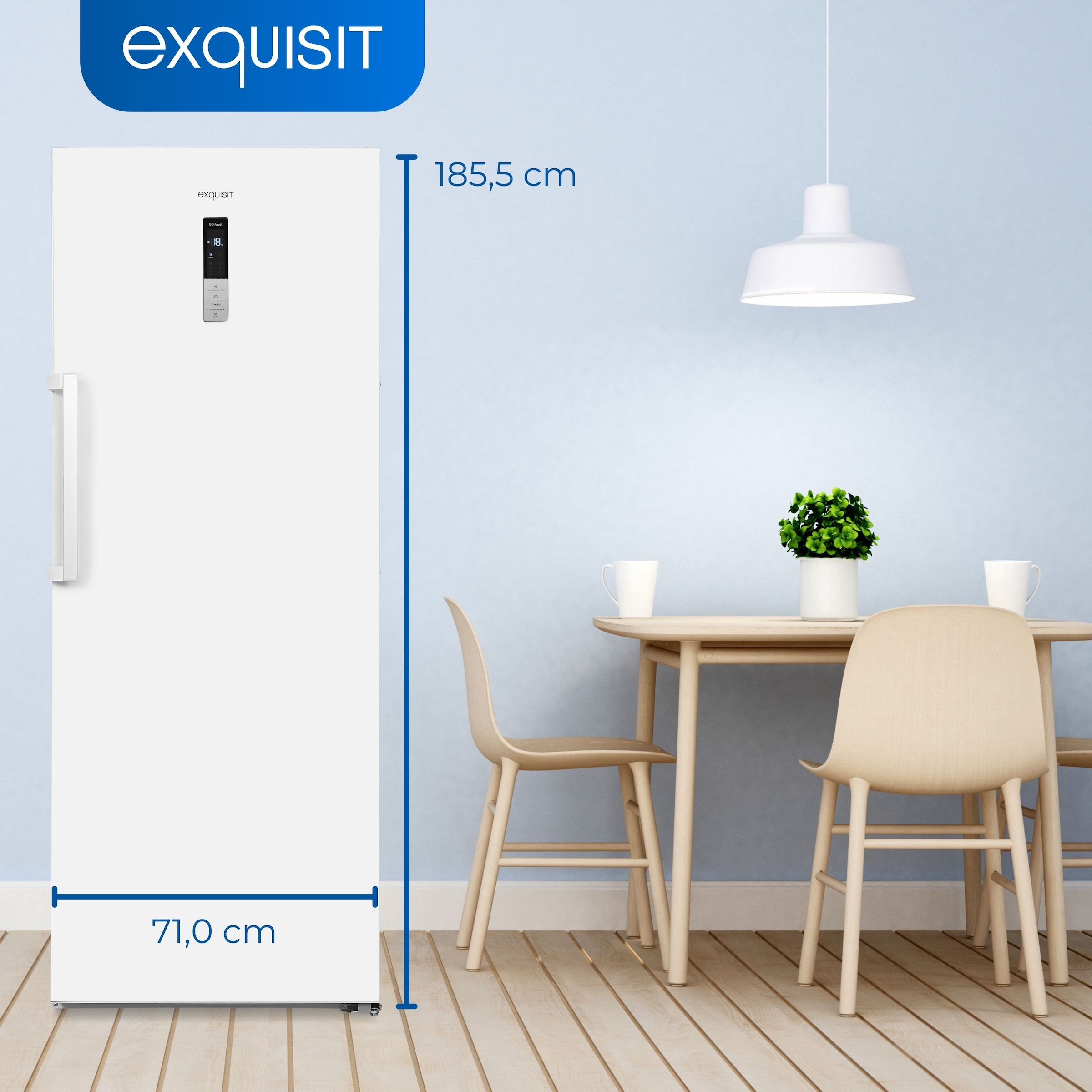 exquisit Gefrierschrank »GS380-NF-H-050D weiss«, 185,5 cm hoch, 71 cm breit, Türanschlag wechselbar