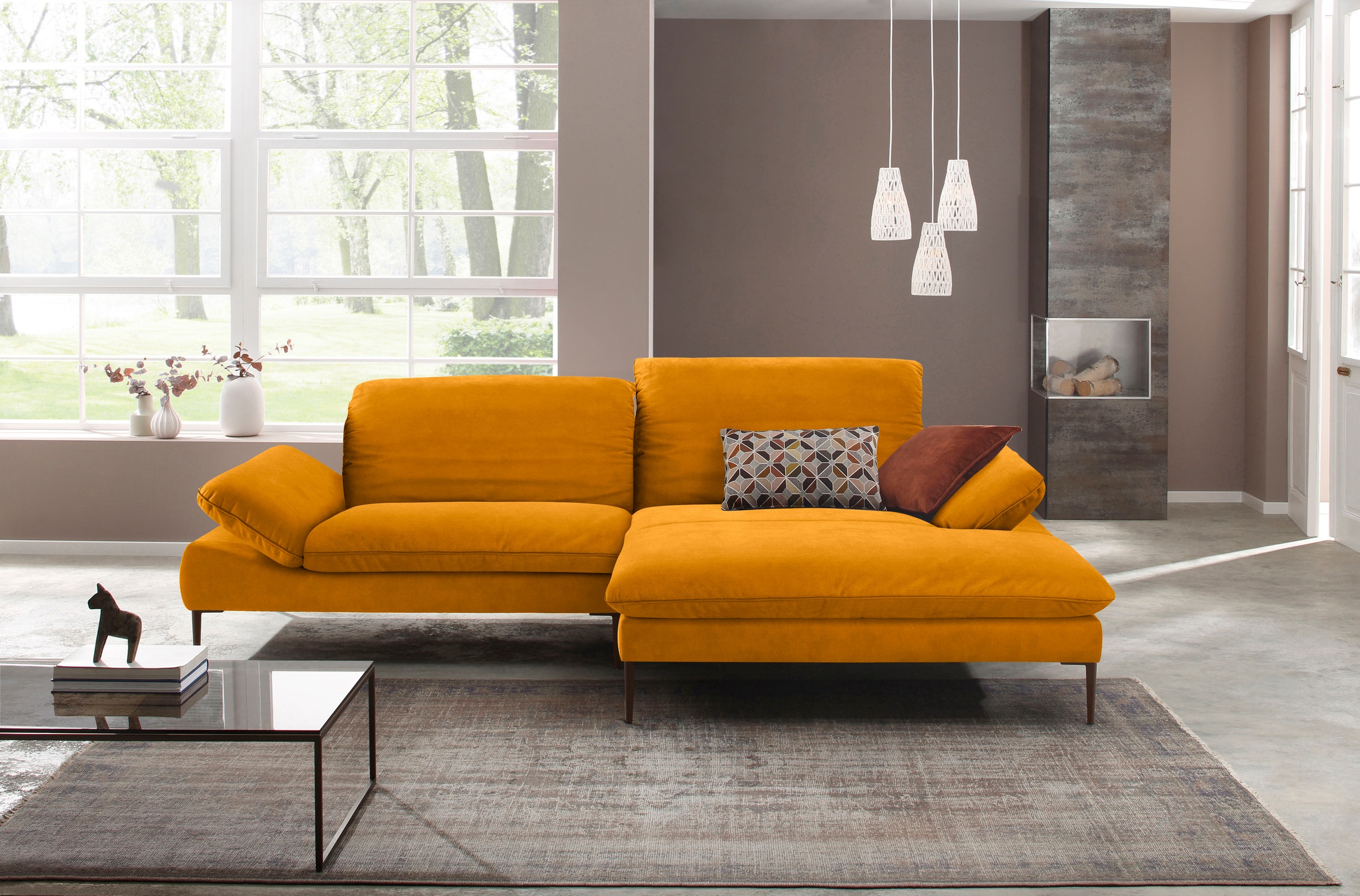 W.SCHILLIG Ecksofa »enjoy&MORE, Designsofa, elegant und bequem, L-Form«, Sitztiefenverstellung, Füße bronze pulverbeschichtet, Breite 294 cm