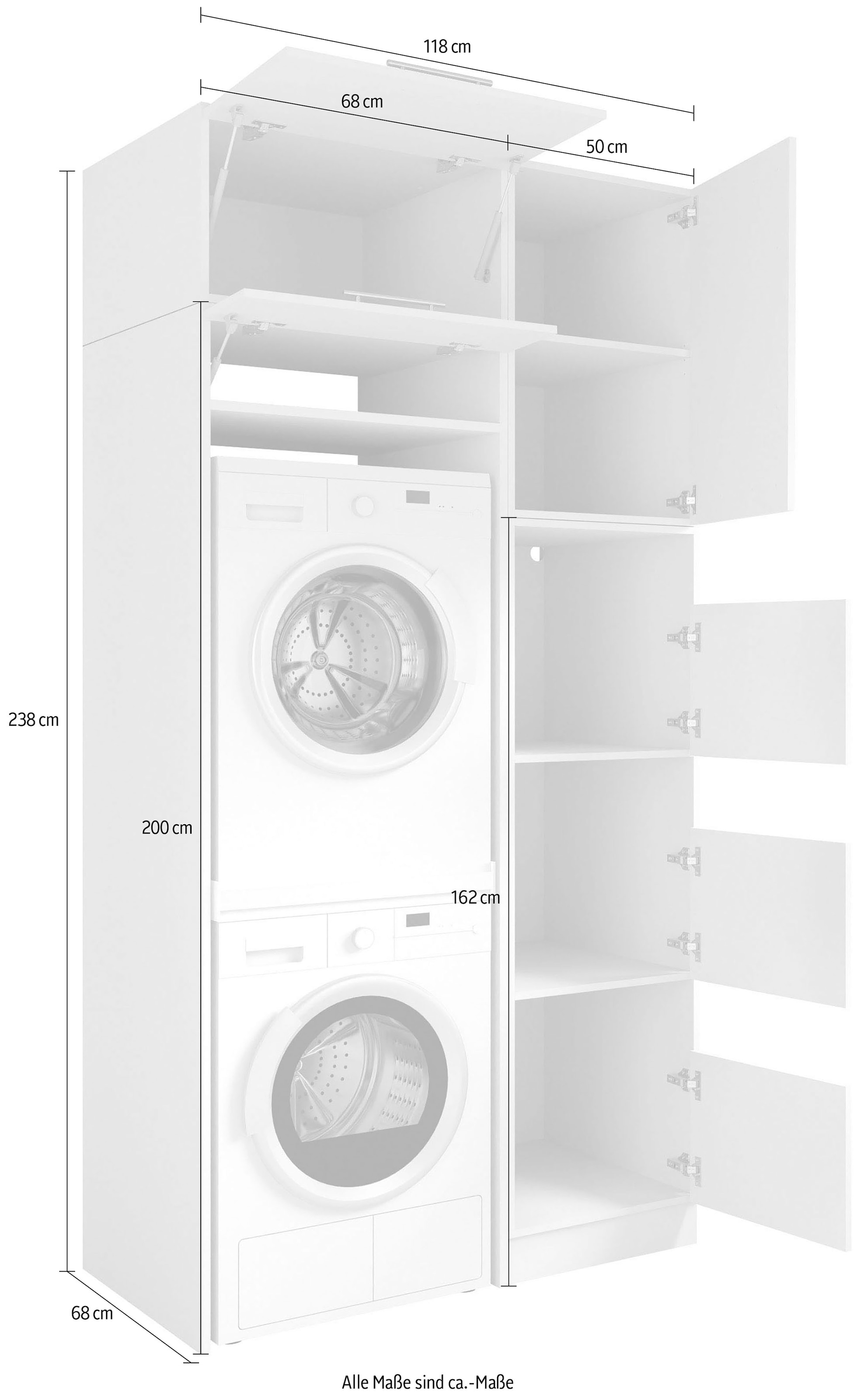 Laundreezy Mehrzweckschrank-Set »Laundreezy, 4-tlg. Mehrzweckschrank-Set B/H/T 118/238/68 cm« 4 Stk. tlg.