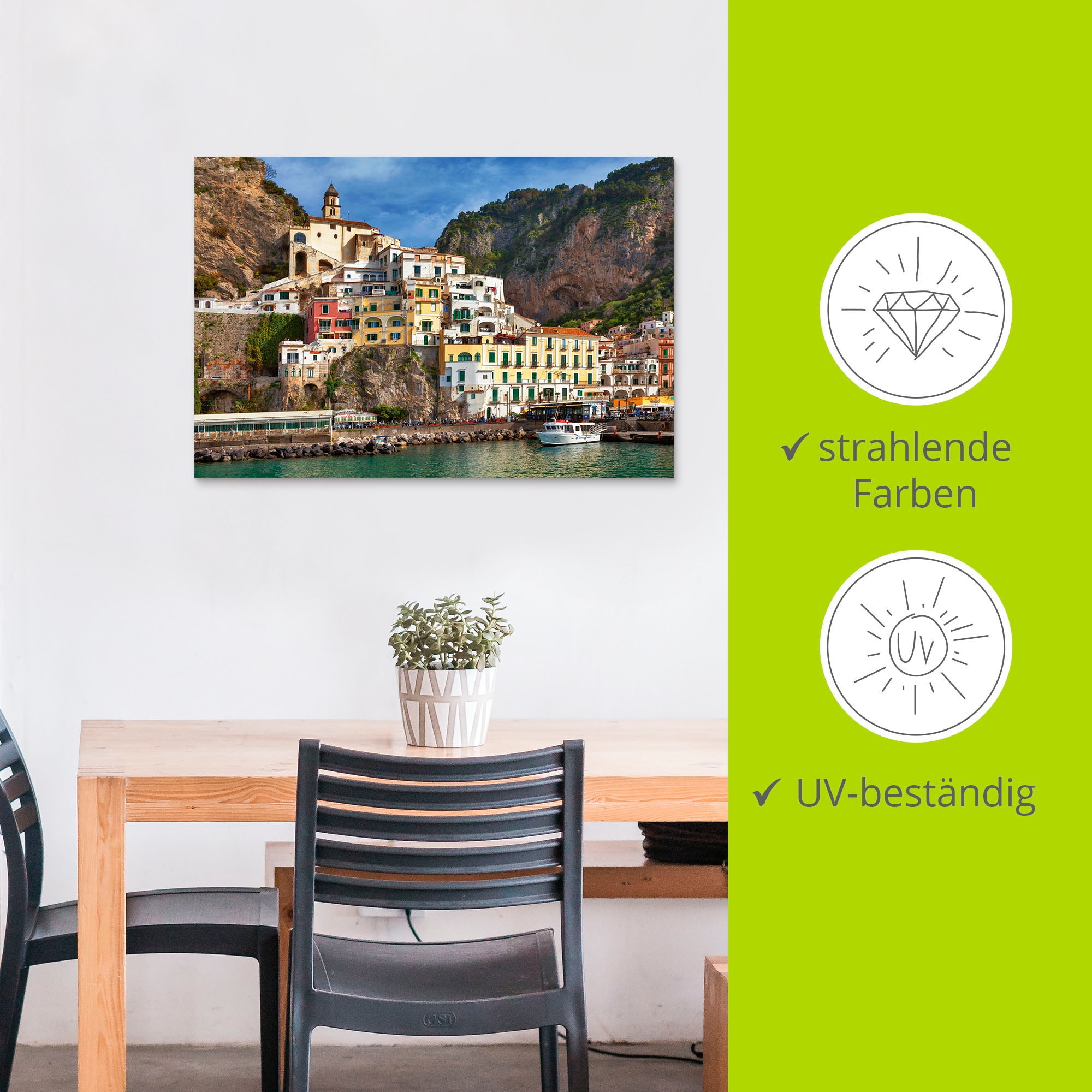 Artland Wandbild »Hafen von Amalfi an der Amalfiküste« Italien 1 Stk. tlg. als Alubild, Outdoorbild, Leinwandbild, Poster in verschied. Größen