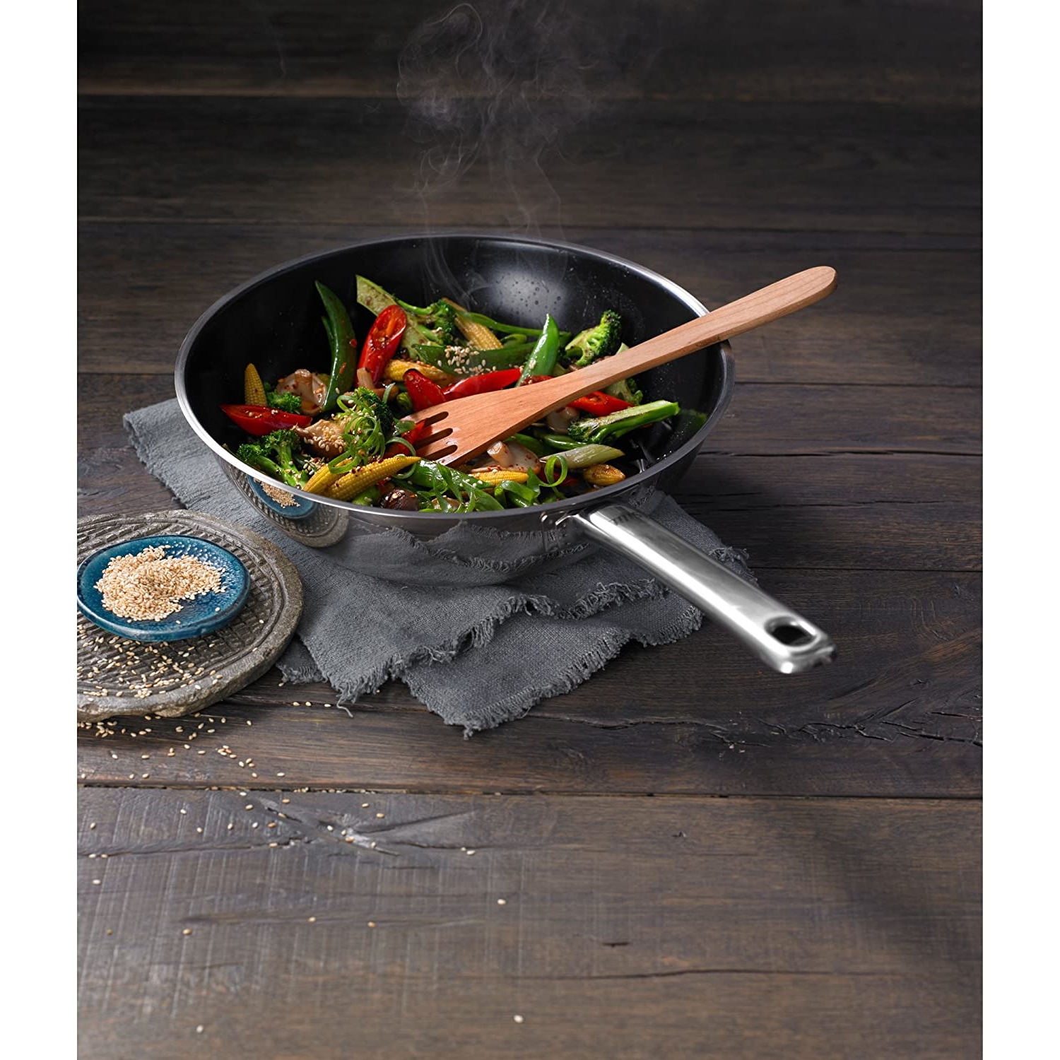 Silit Wok »Wuhan Wokpfanne Induktion Ø 28 cm«, Edelstahl 18/10, (1 tlg.), ideal für scharfes Anbraten, für alle Herdarten geeignet