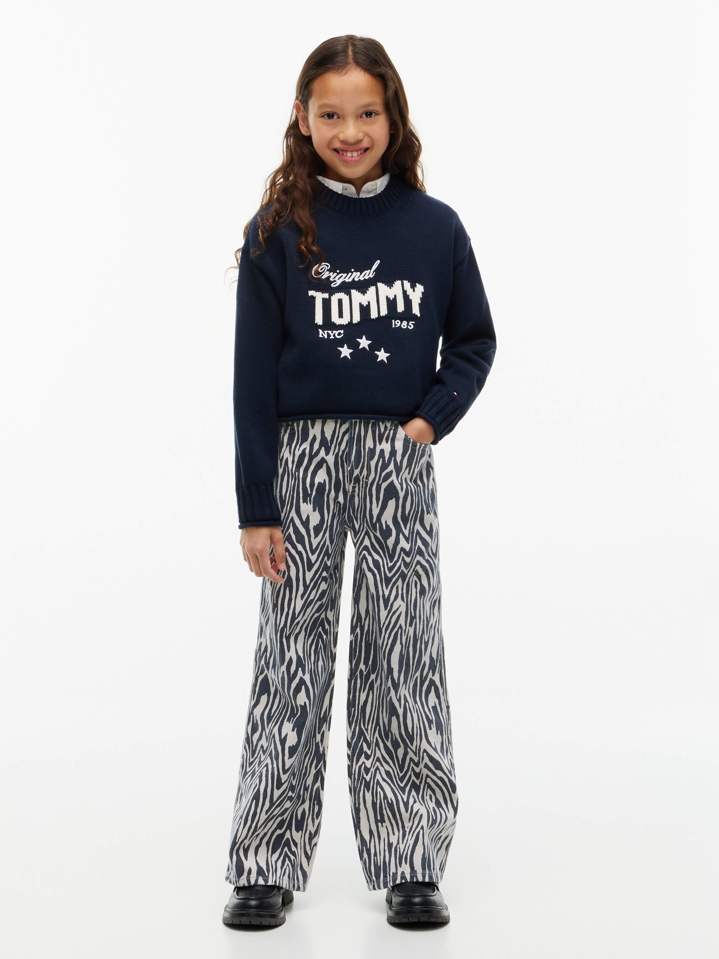 Tommy Hilfiger Weite Jeans Allover bedruckt, Regular Fit, Kinder bis 16 Jahre