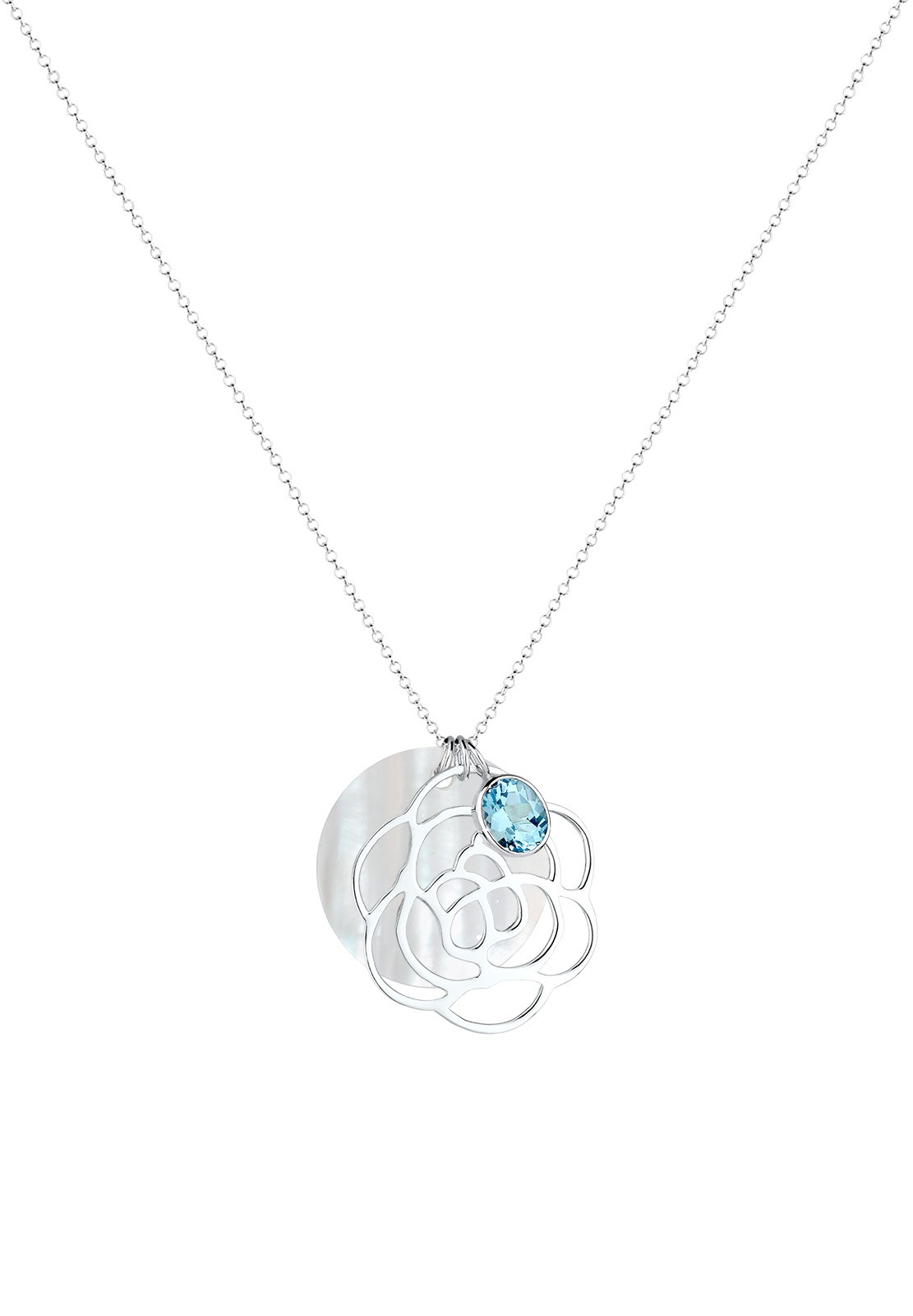 Elli Lange Kette »Halskette Blume Topas Hellblau 925 Sterling Silber«