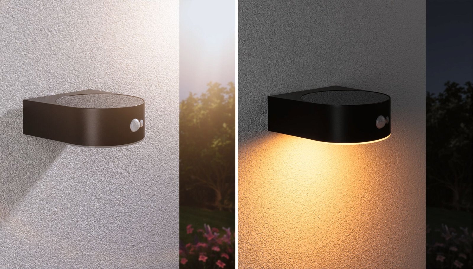 Paulmann LED Außen-Wandleuchte »Solar Eileen IP44 2200K 300lm Schwarz«, 1 flammig, Bewegungsmelder insektenfreundlich