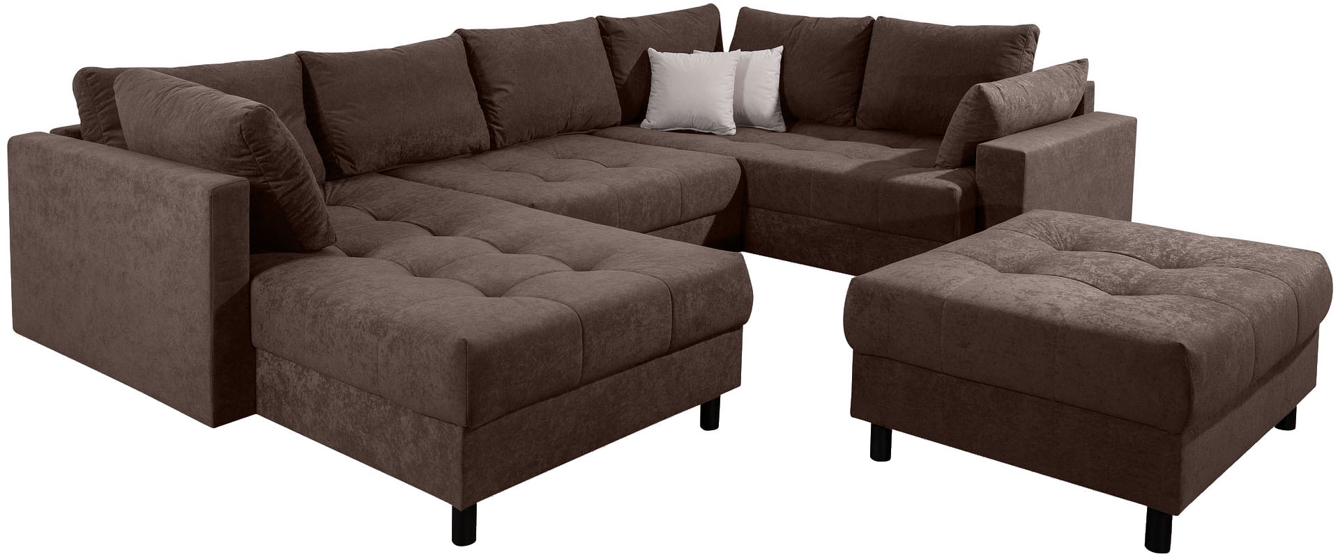 COLLECTION AB Wohnlandschaft »Toni U-Form, B: 298 cm« Set: Sofa & Hocker, 2 Zierkissen, Federkern
