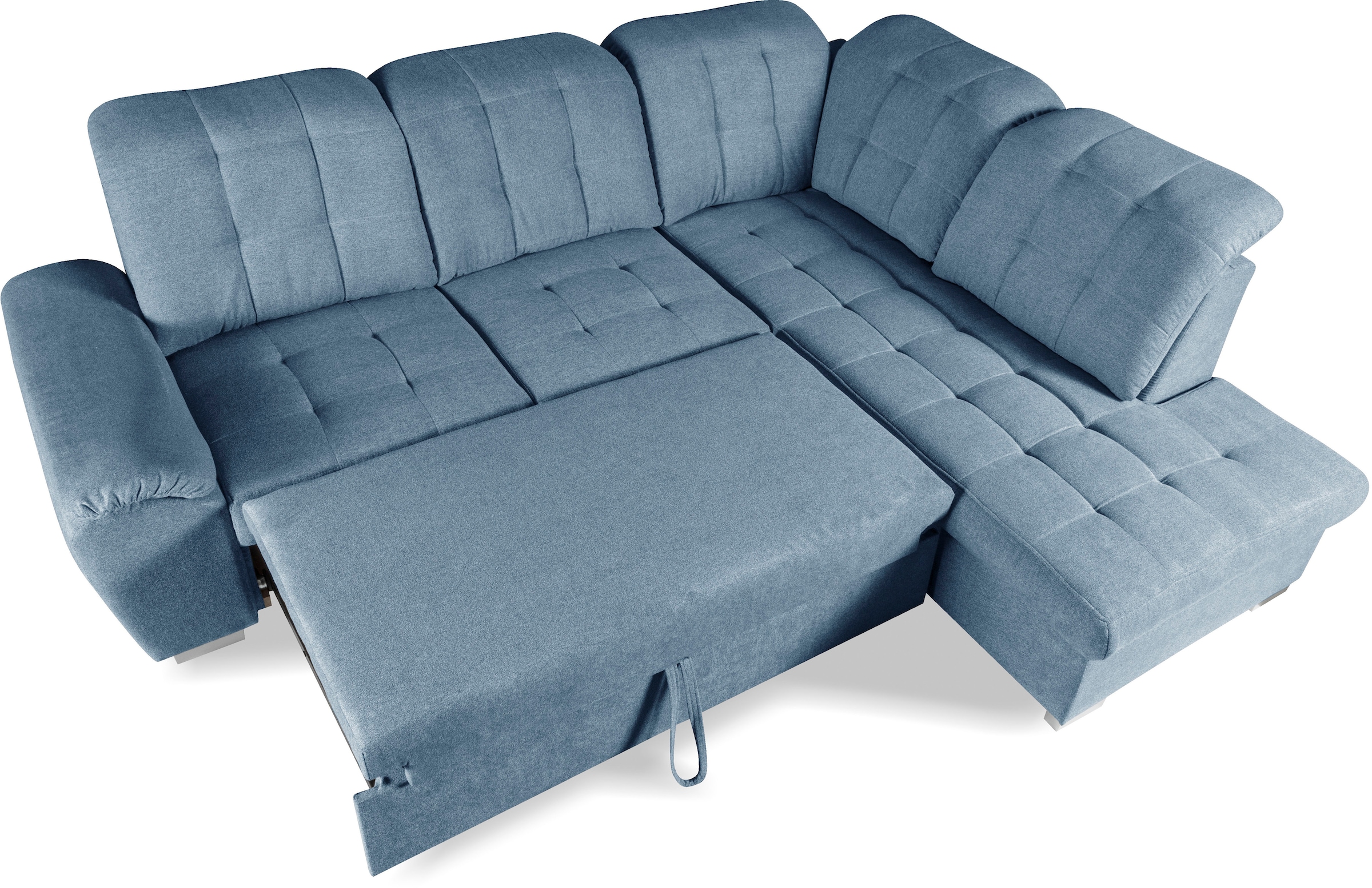 WERK2 Ecksofa »Brindisi, Multifunktion, bequem & komfortabel, Breite 263cm, L-Form« mit verstellbaren Kopfteilen, Bettfunktion & Bettkasten
