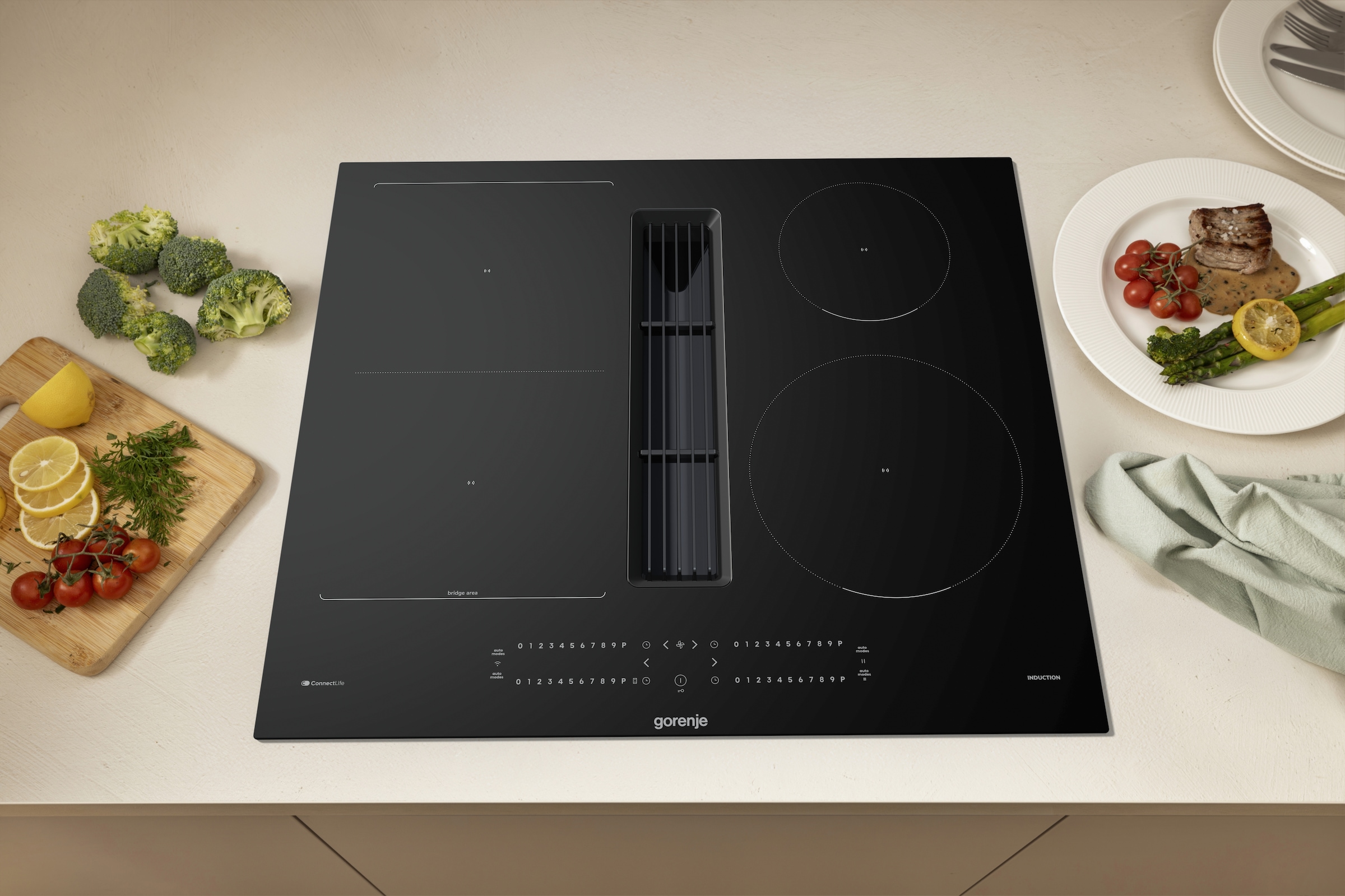 GORENJE Kochfeld mit Dunstabzug »GEH6432BSCWF«, 60cm Induktionskochfeld mit Dunstabzug