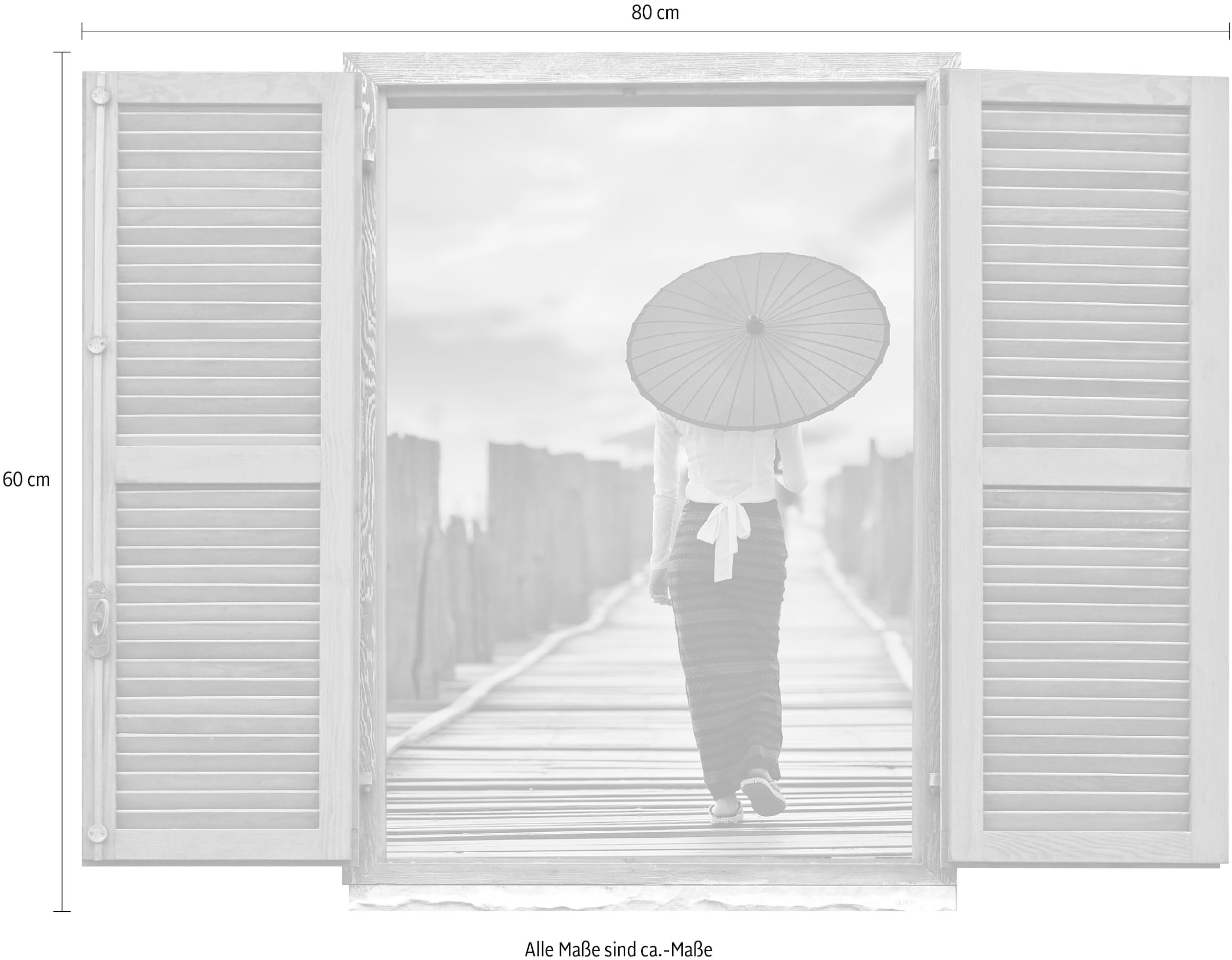 queence Wandtattoo »Frau auf Brücke«, (1 St.), Wandsticker, Wandbild, selbstklebend, 3D, Fenster