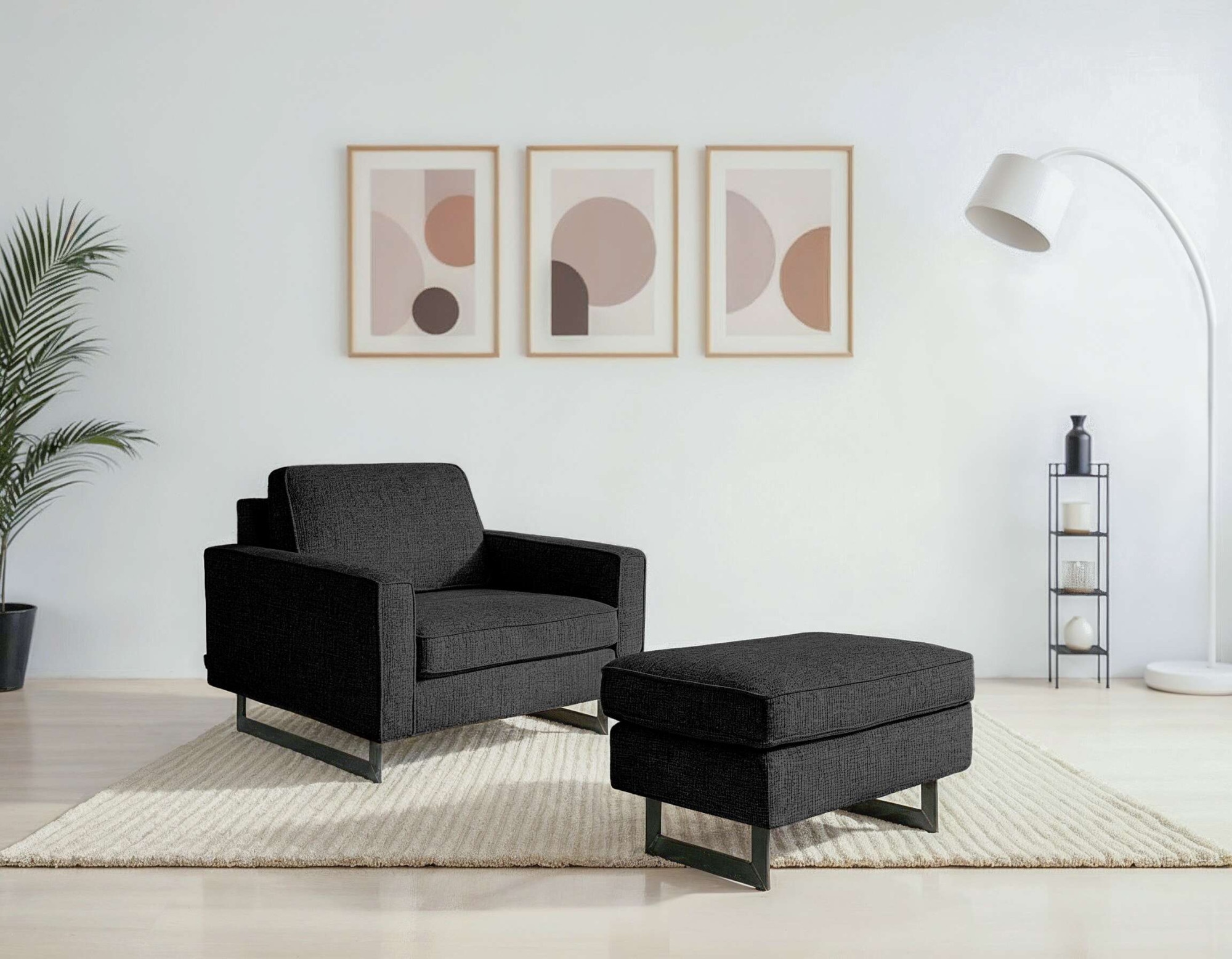 PLACES OF STYLE Polsterhocker »Pinto« mit Keder, Metallfüßen und auch in Cord Bezug erhältlich