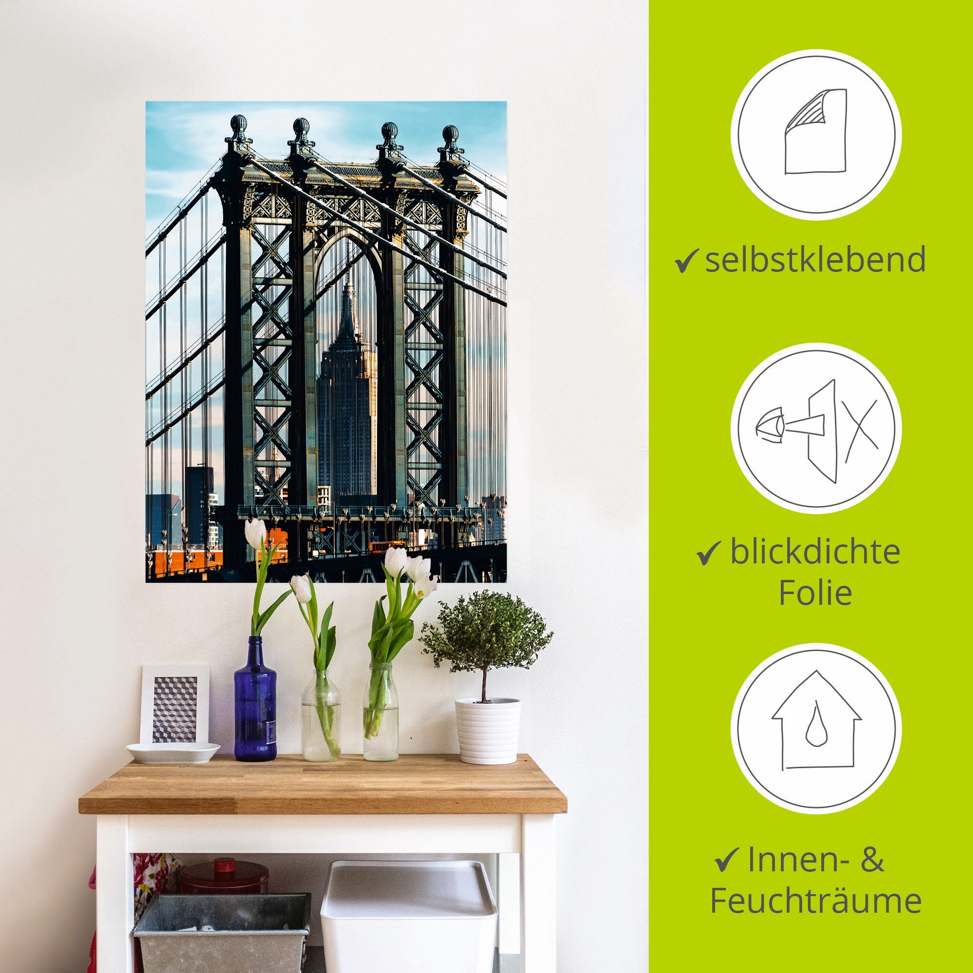 Artland Wandbild »New York Manhattan Bridge«, Brücken, (1 St.), als Leinwandbild, Wandaufkleber in verschied. Größen