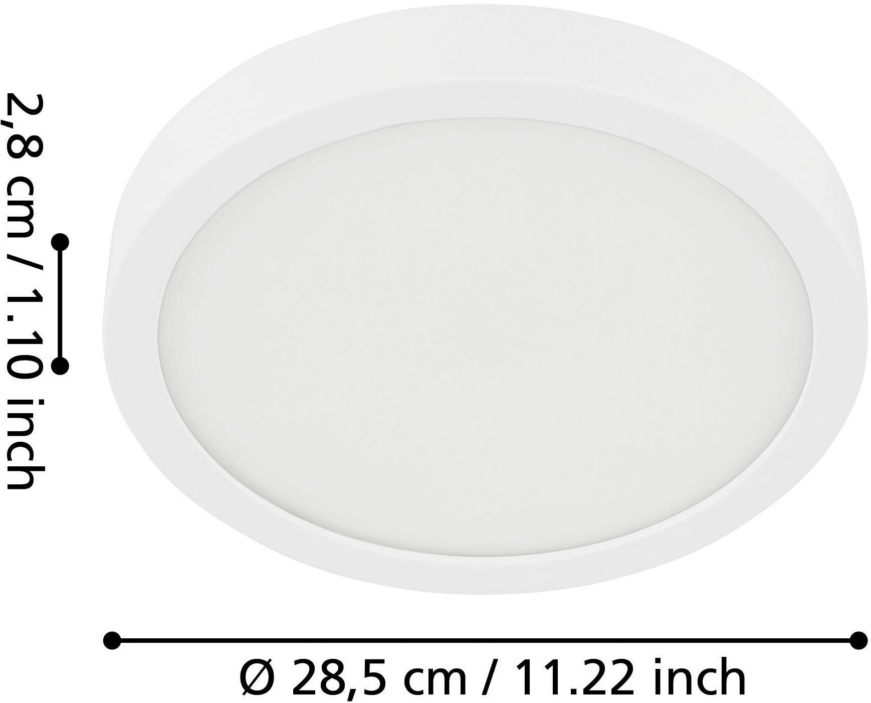 EGLO Aufbauleuchte »Fueva 5 Deckenlampe, Aufbaulampe, Stahl und Kunststoff, weiß, Lampe« LED-Modul 1 Stk. Warmweiß Ø 28,5 cm, Aufbauleuchte, Bad-Deckenlampe, LED Aufbaulampe, IP44