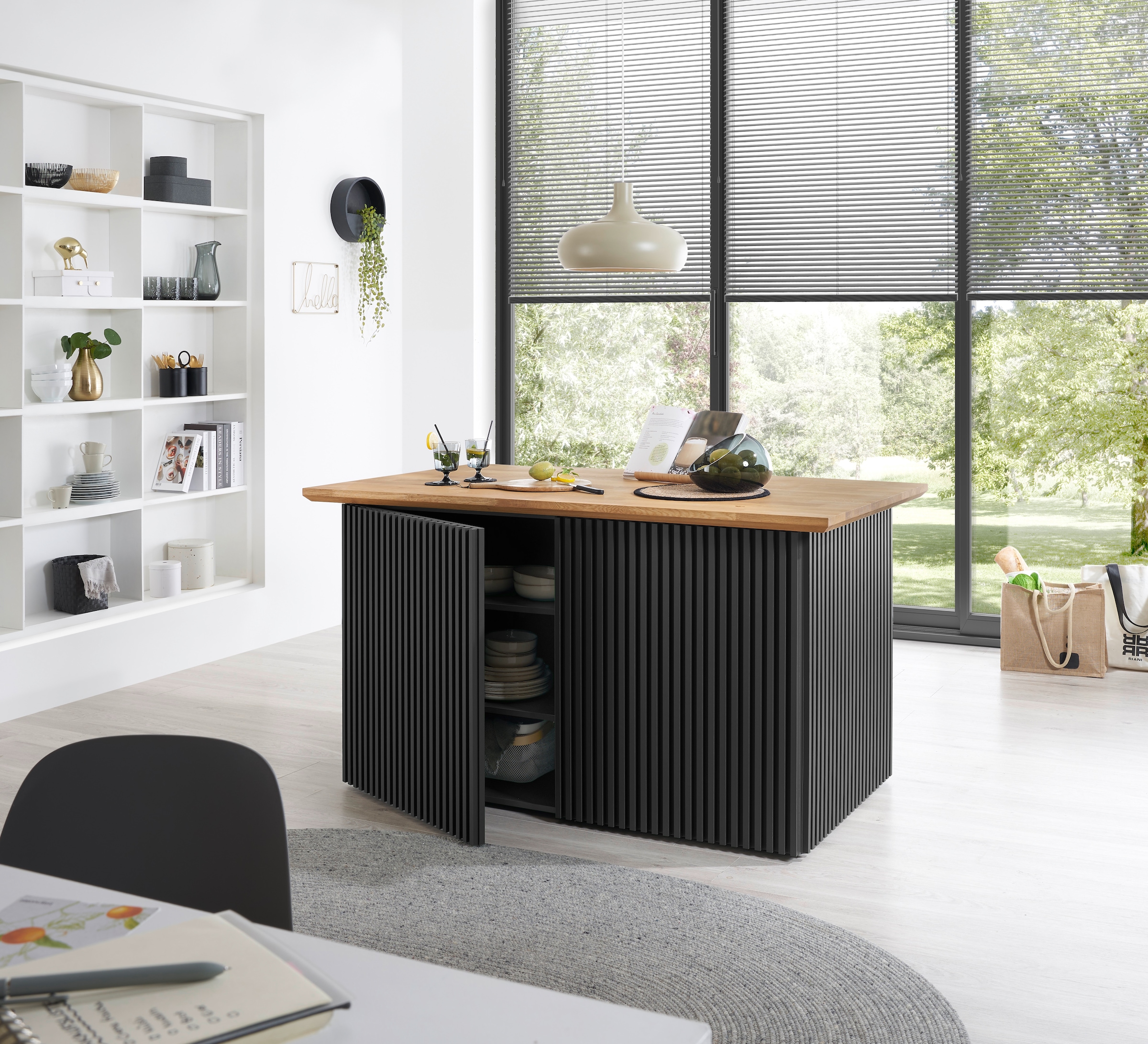 BASIC by Balculina Kücheninsel »Sandella B/H/T 160x87x90 cm« Breite 160 cm, Arbeitsplatte eiche massiv