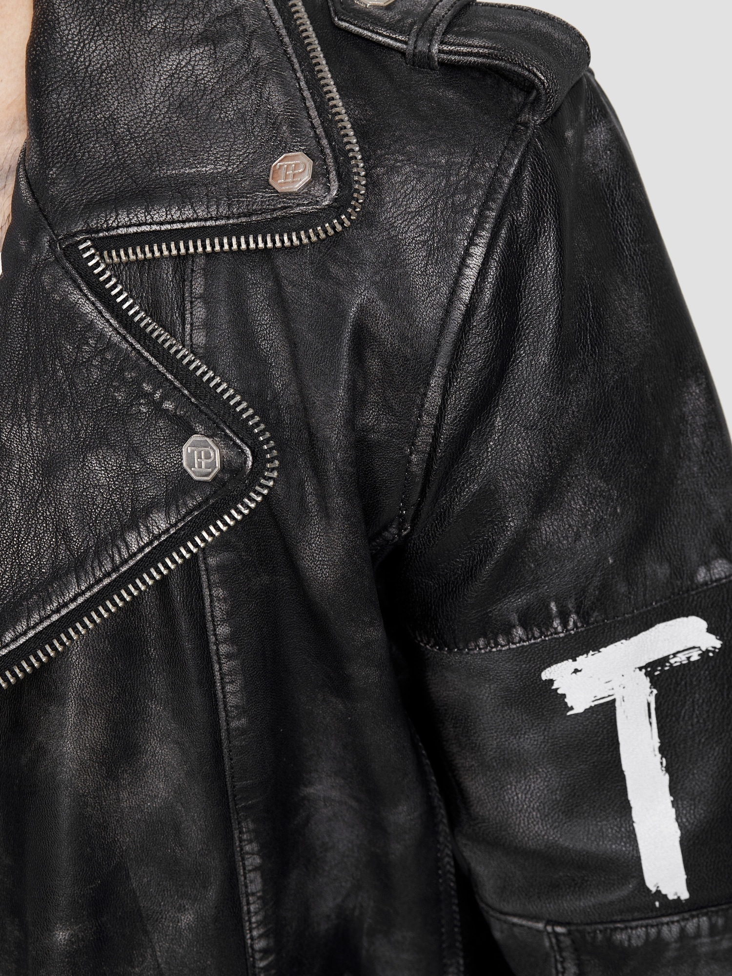trueprodigy Lederjacke »Russell mit Nieten, Print und Waschung« ohne Kapuze