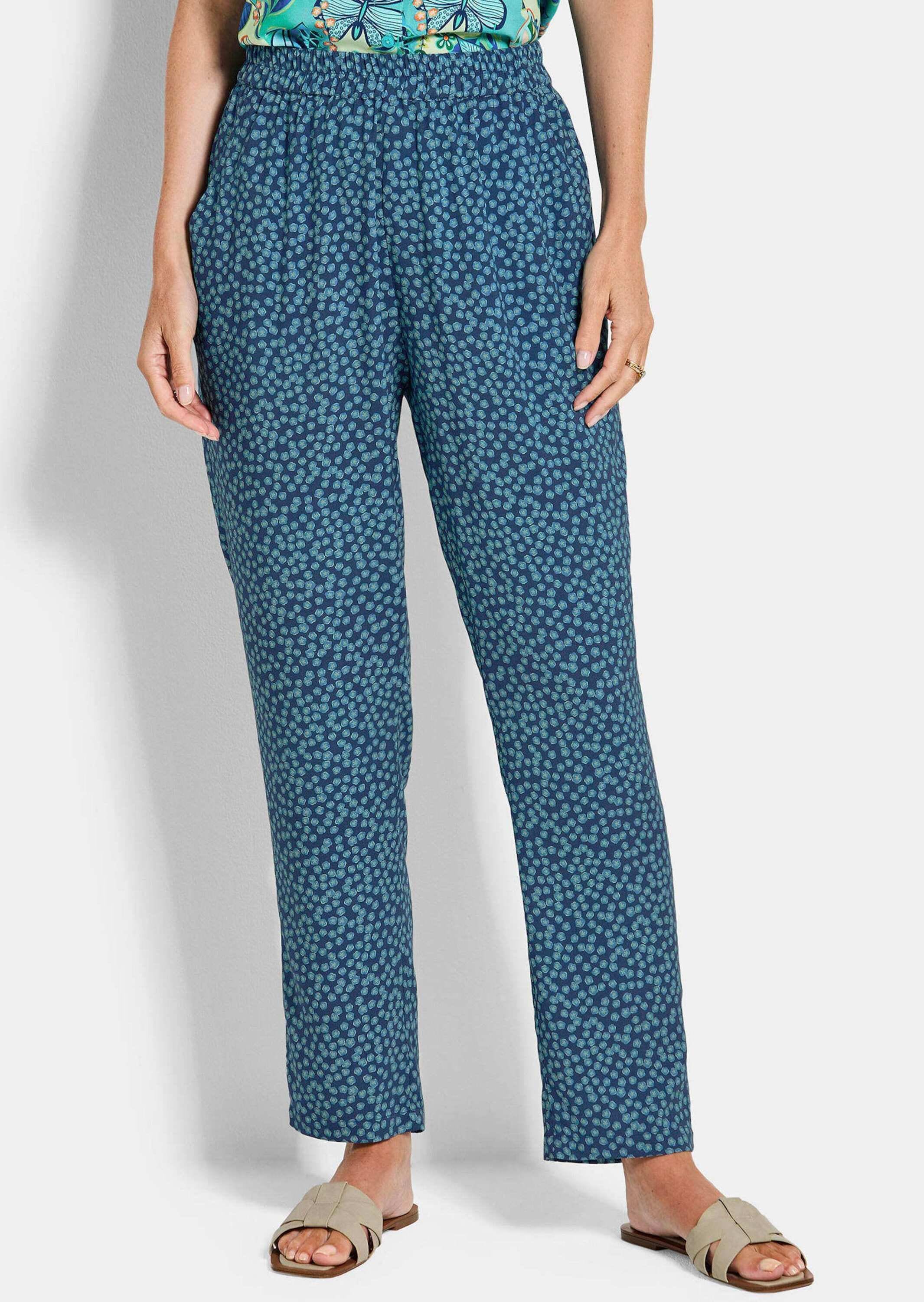 GOLDNER Schlupfhose »Kurzgröße Hose SARA mit Millefleurs-Print«