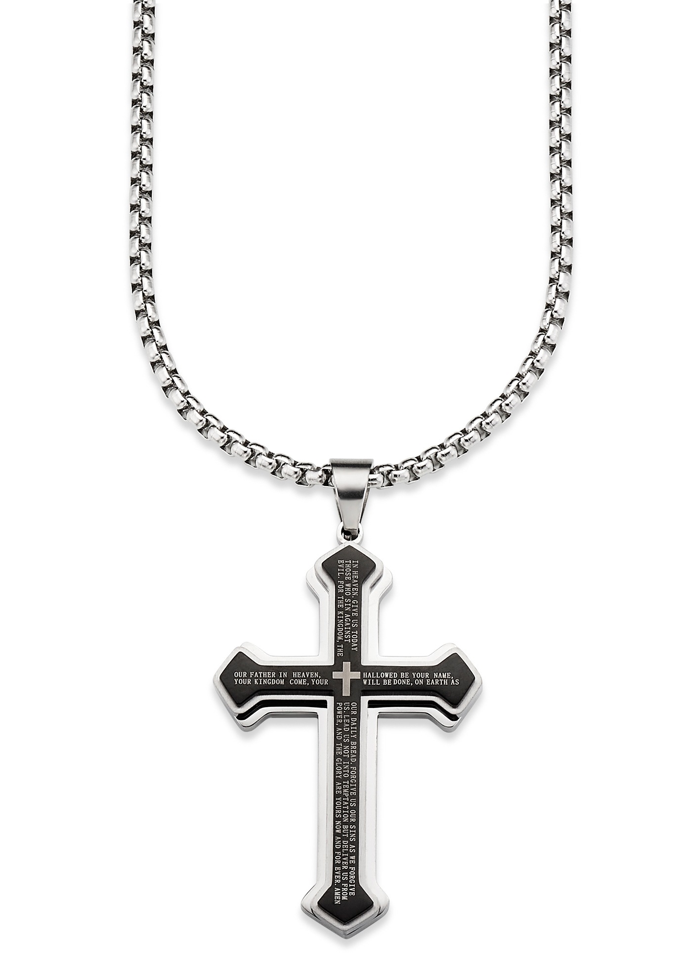 Bruno Banani Kette mit Anhänger "Schmuck Geschenk Halskette Kreuz Venezianerkette Silber Schwarz"