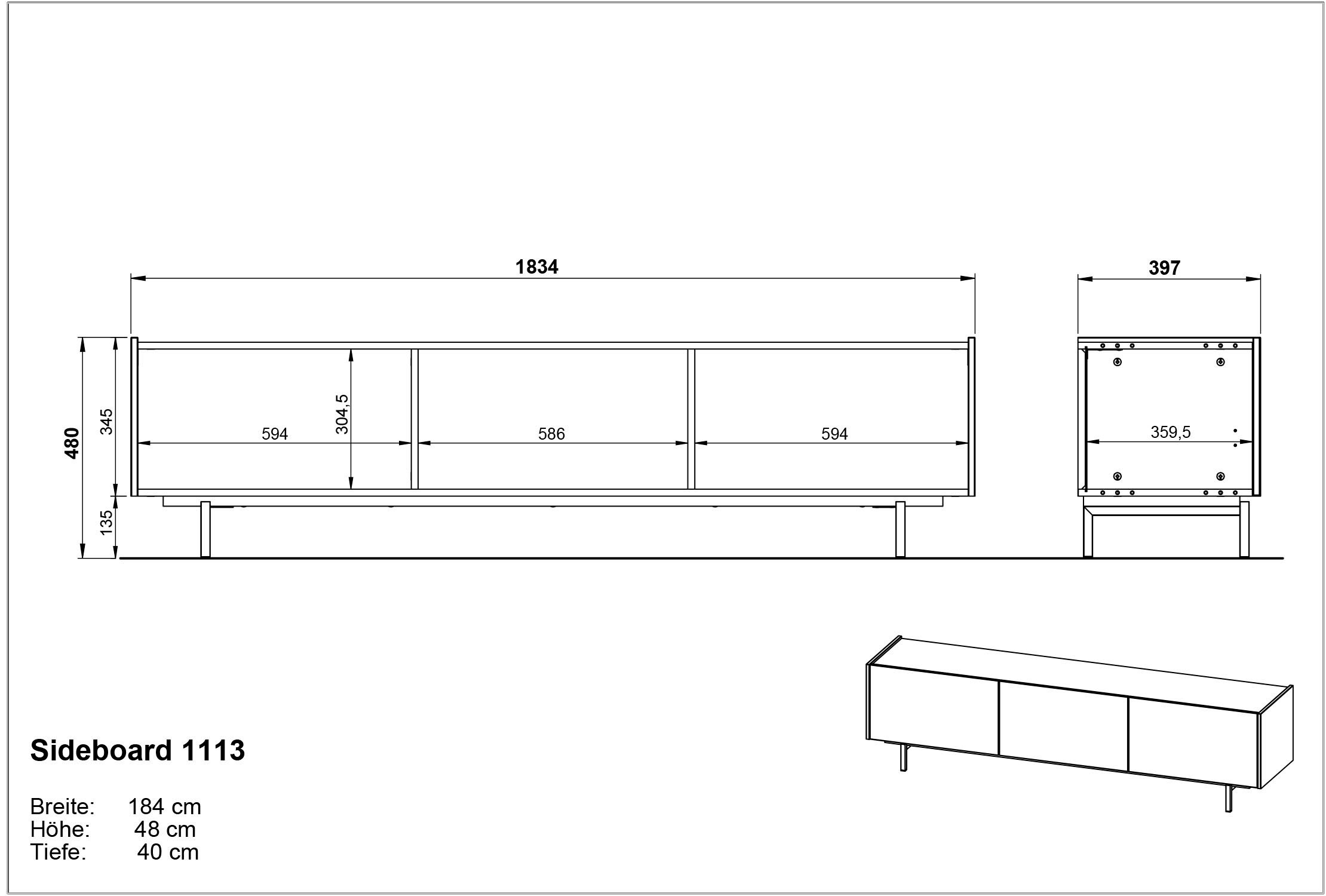 GERMANIA Wohnzimmer-Set »Cantoria«, (Set, 6 St.), mit Sideboard, Hängeschrank, Lowboard, Wandboard, Vitrine, Couchtisch
