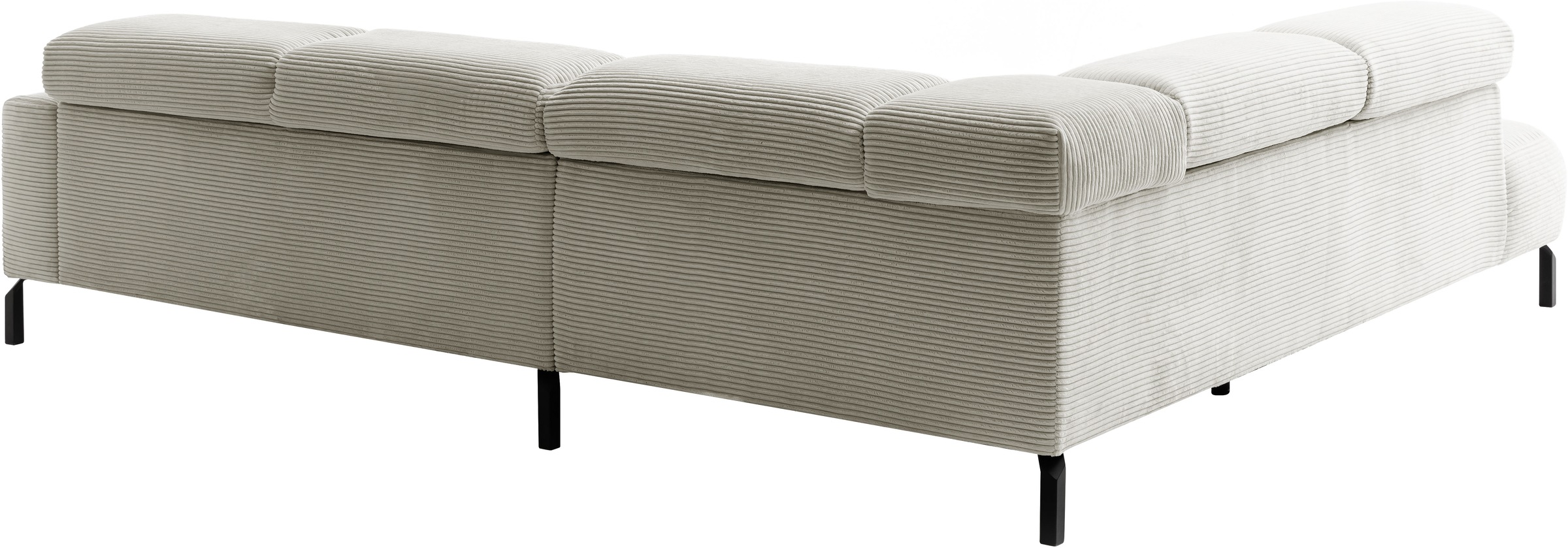 Places of Style Ecksofa »Antonelli, L-Form, inkl. Kopfteilverstellung, Breite 276 cm«, ohne Sitztiefenverstellung, in Cord, hellgrau