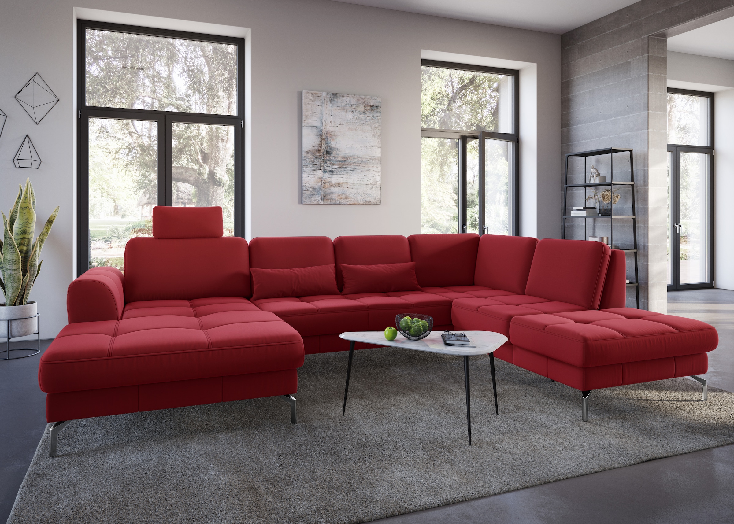 sit&more Wohnlandschaft »Bendigo U-Form«, inklusive Sitztiefenverstellung, Bodenfreiheit 15 cm, in 2 Fußfarben