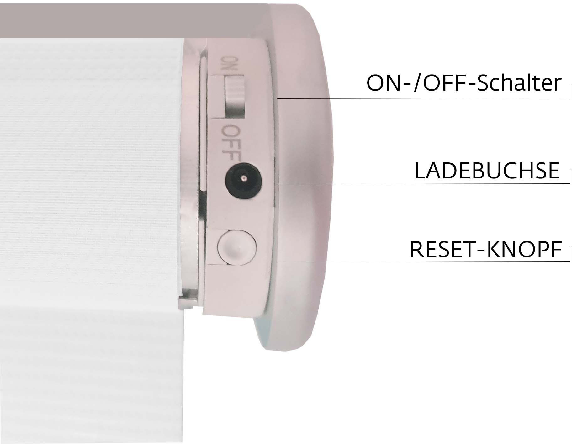 sunlines Elektrisches Rollo »Akkurollo Upcycling appgesteuert, blickdicht, Sunlines«, blickdicht, ohne Bohren, appgesteuert via Bluetooth