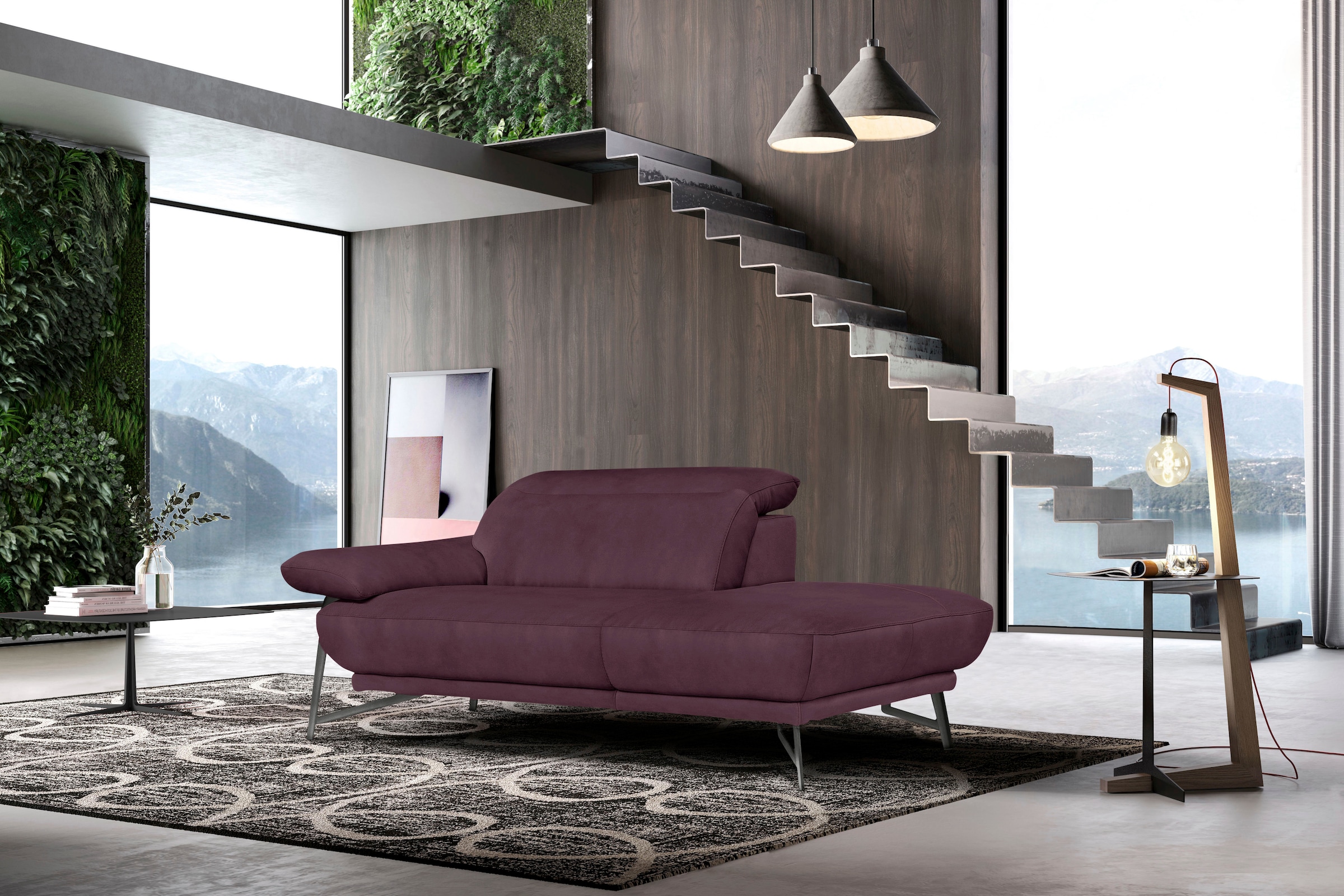 Egoitaliano Polstergarnitur »Anais, Design mit hohem Sitzkomfort für mehr Bequemlichkeit«, Set: bestehend aus Sofa und Ottomane, inkl. Kopfteilverstellung