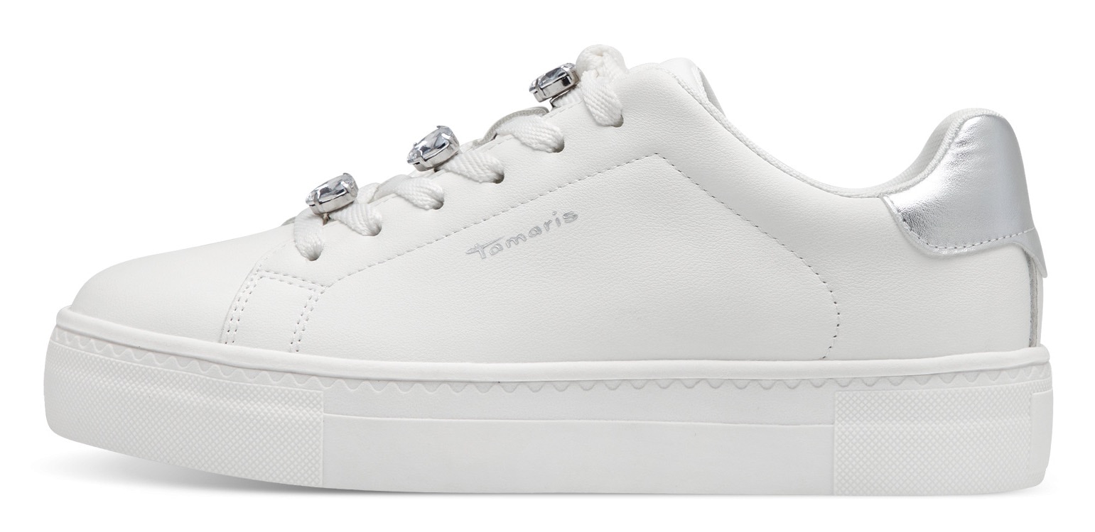 Tamaris Plateausneaker, Freizeitschuh, Halbschuh, Schnürschuh mit Schmucksteinen verziert