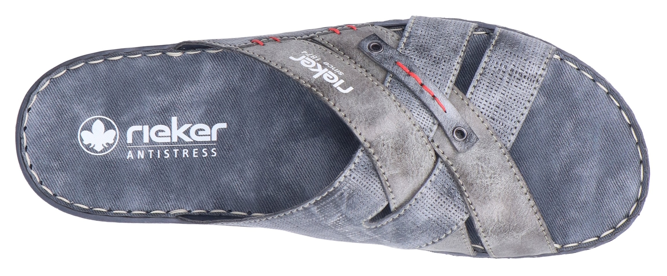 Rieker Pantolette, Sommerschuh, Schlappen, Poolslides mit Überkreuz-Bandagen