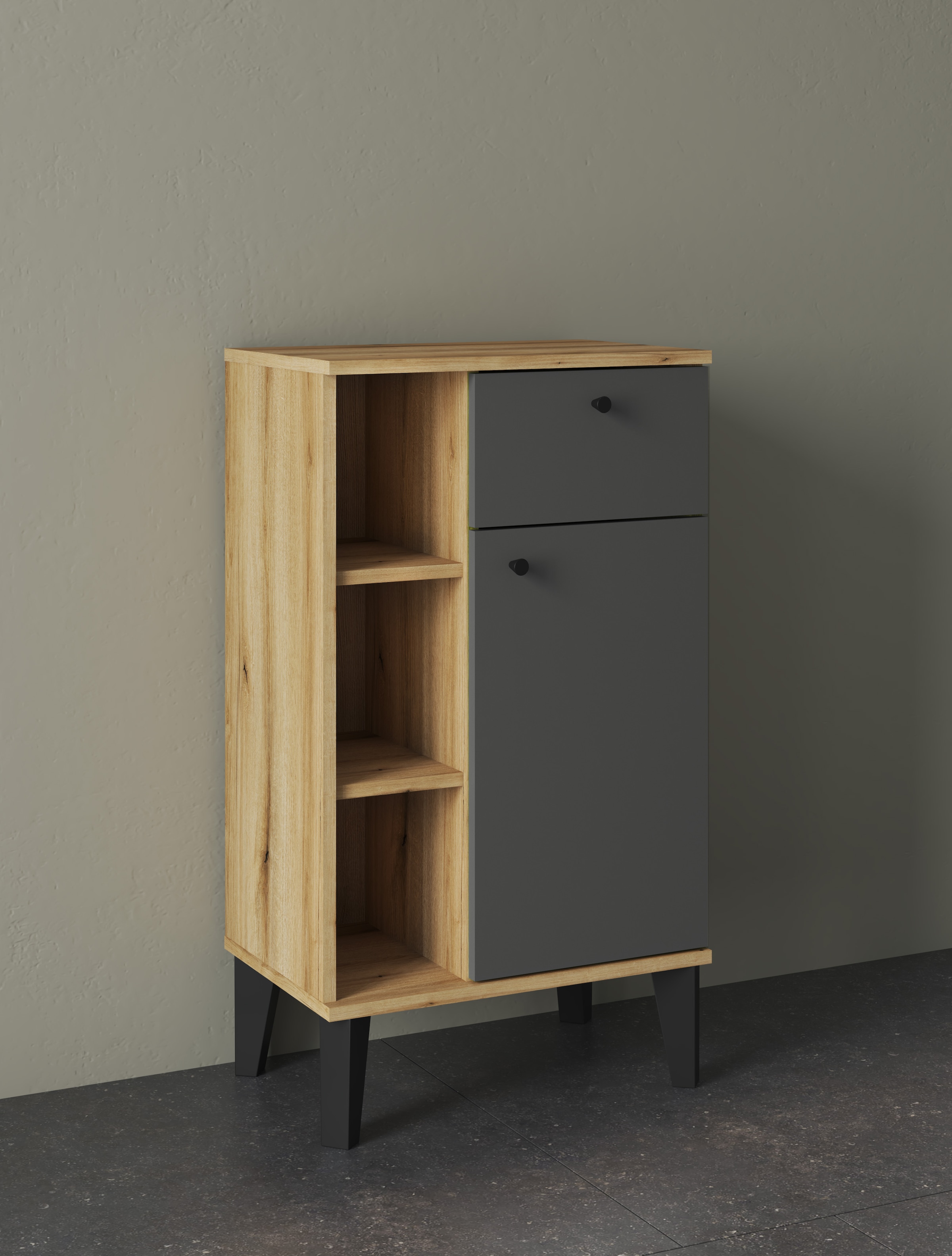 INOSIGN Badmöbel-Set »OSLO, Bad im skandinavischen Design, 5-teiliges Badezimmer«, (Set, 5 St.), Badschränke und Spiegel, in zwei Farben verfügbar, viel Stauraum
