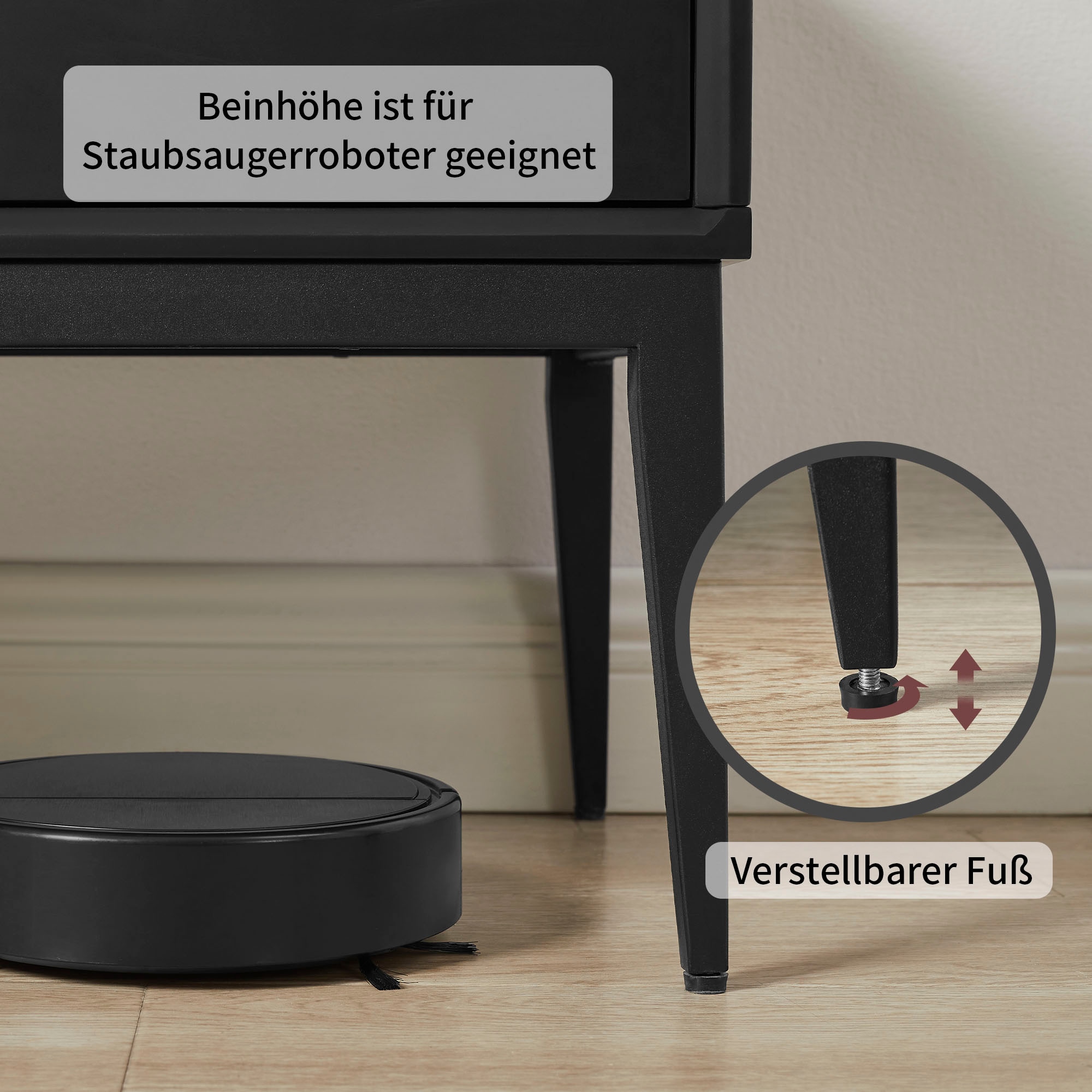 Leonique TV-Board »Lavisha« FSC-zertifiziertes Holz kombiniert Melamin, verchromten Metallgriffen