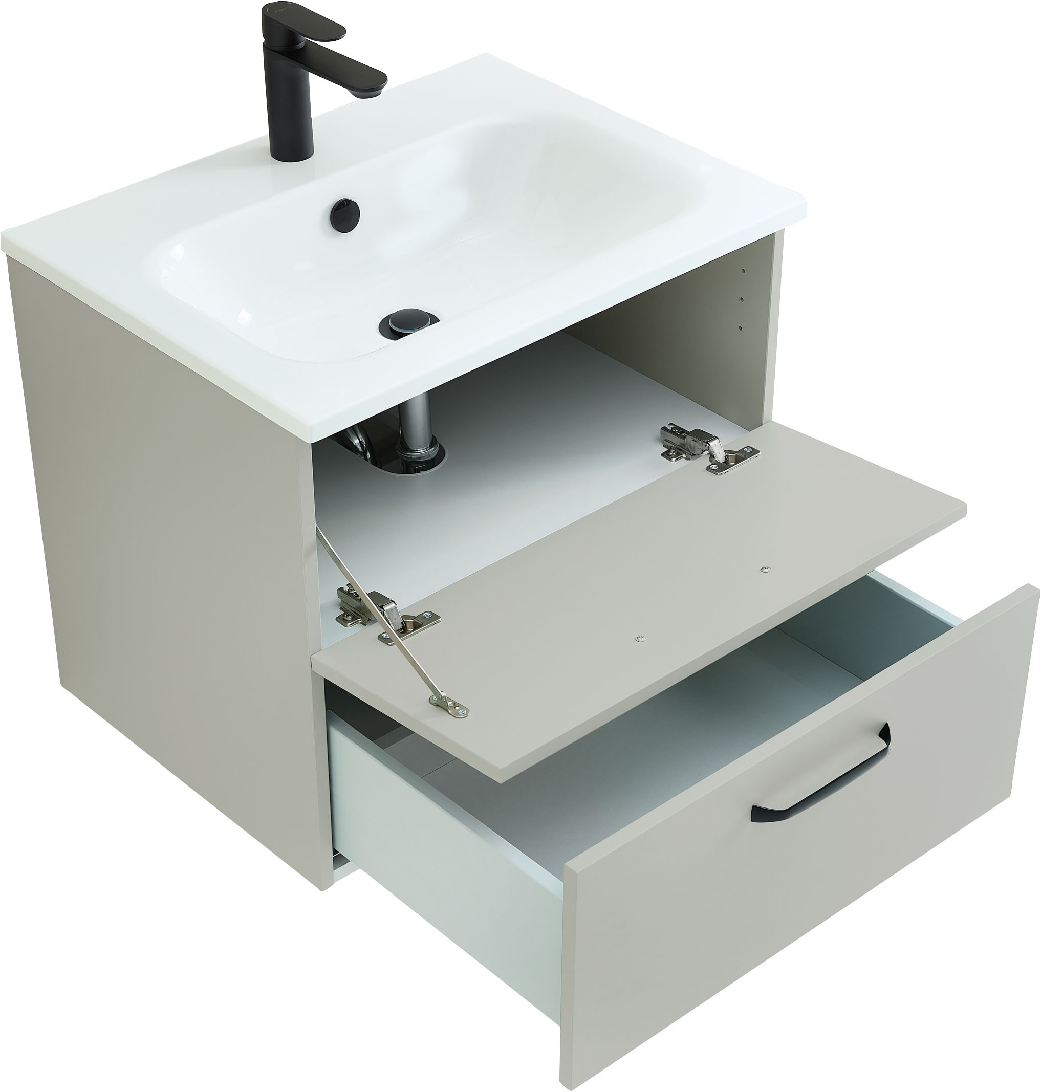 Saphir Badmöbel-Set »Quickset 500, Waschtischunterschrank mit Mineralmarmorwaschtisch« 2 Stk. tlg.