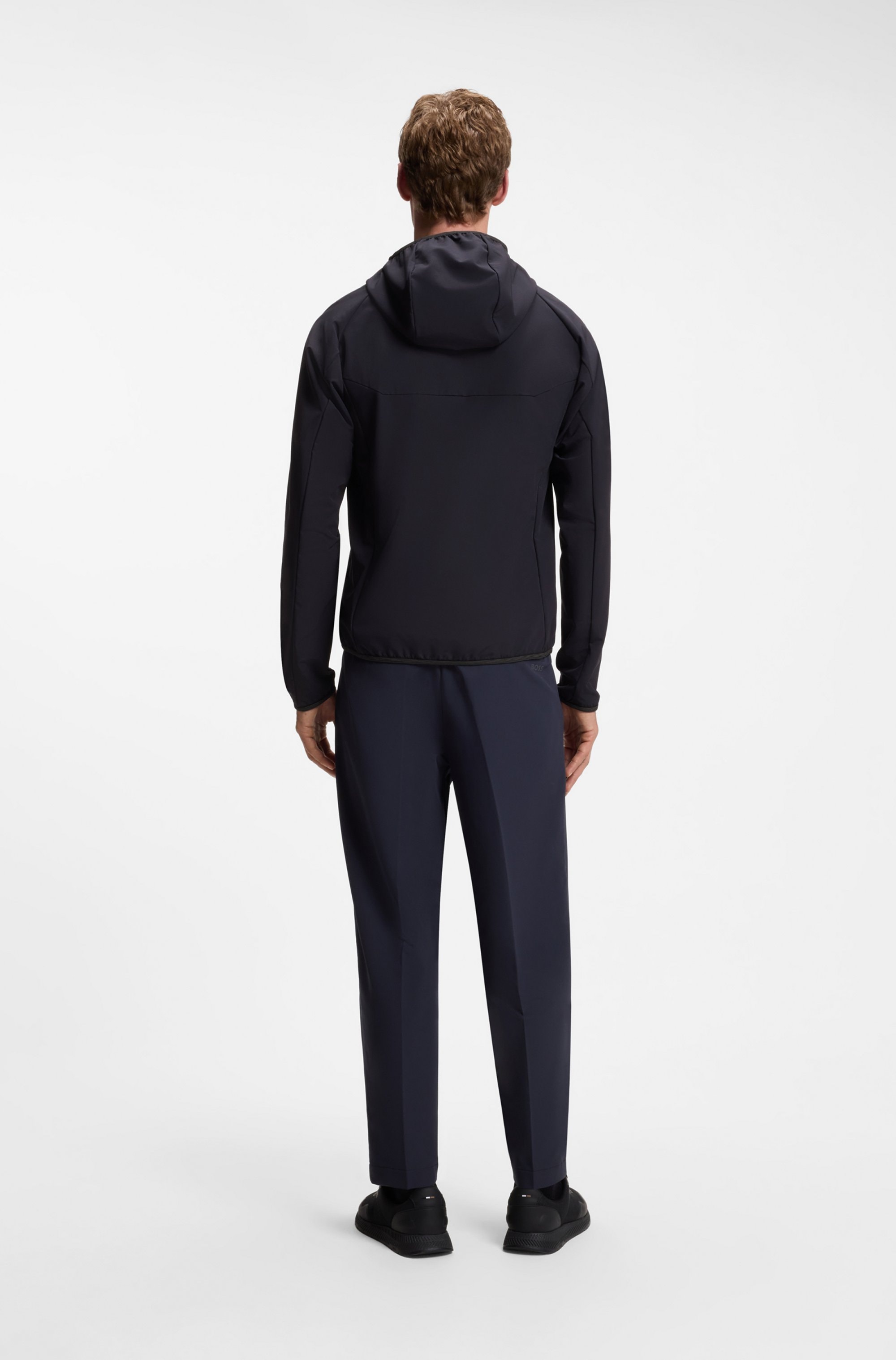BOSS GREEN Funktionsjacke »L Commuter« mit Kapuze wasserabweisend Funktionsjacke mit gummiertem Label 4 Wege Stretch