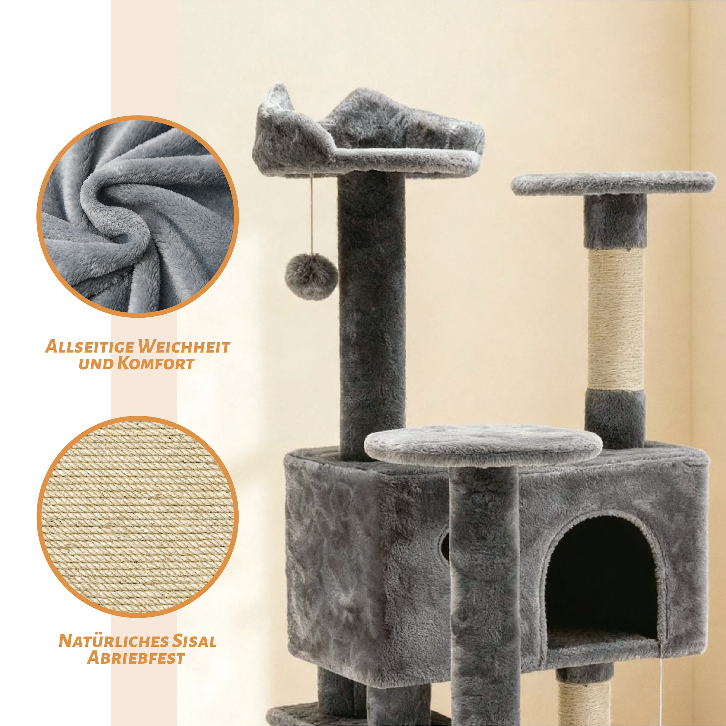 OTTO home Kratzbaum »Stubentiger« 156 cm hoch stabile Spanplatte, robuster Sisal und kuscheliger Plüsch