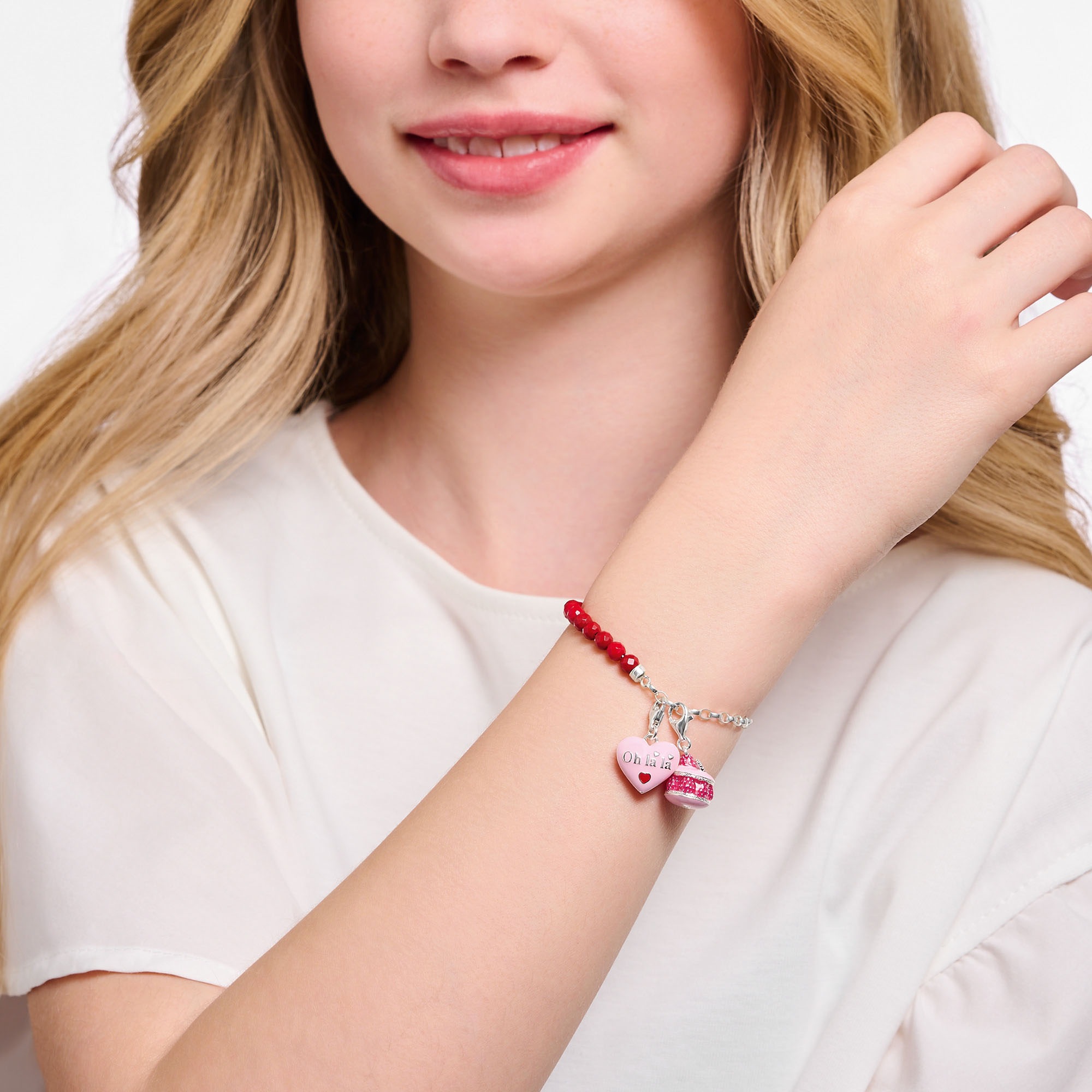 THOMAS SABO Charm-Armband »imit. Malachit oder imit.Korelle, A2130-007-10-L19v, A2130-140-6-L19V«, mit imit. Koralle oder imit. Malachit