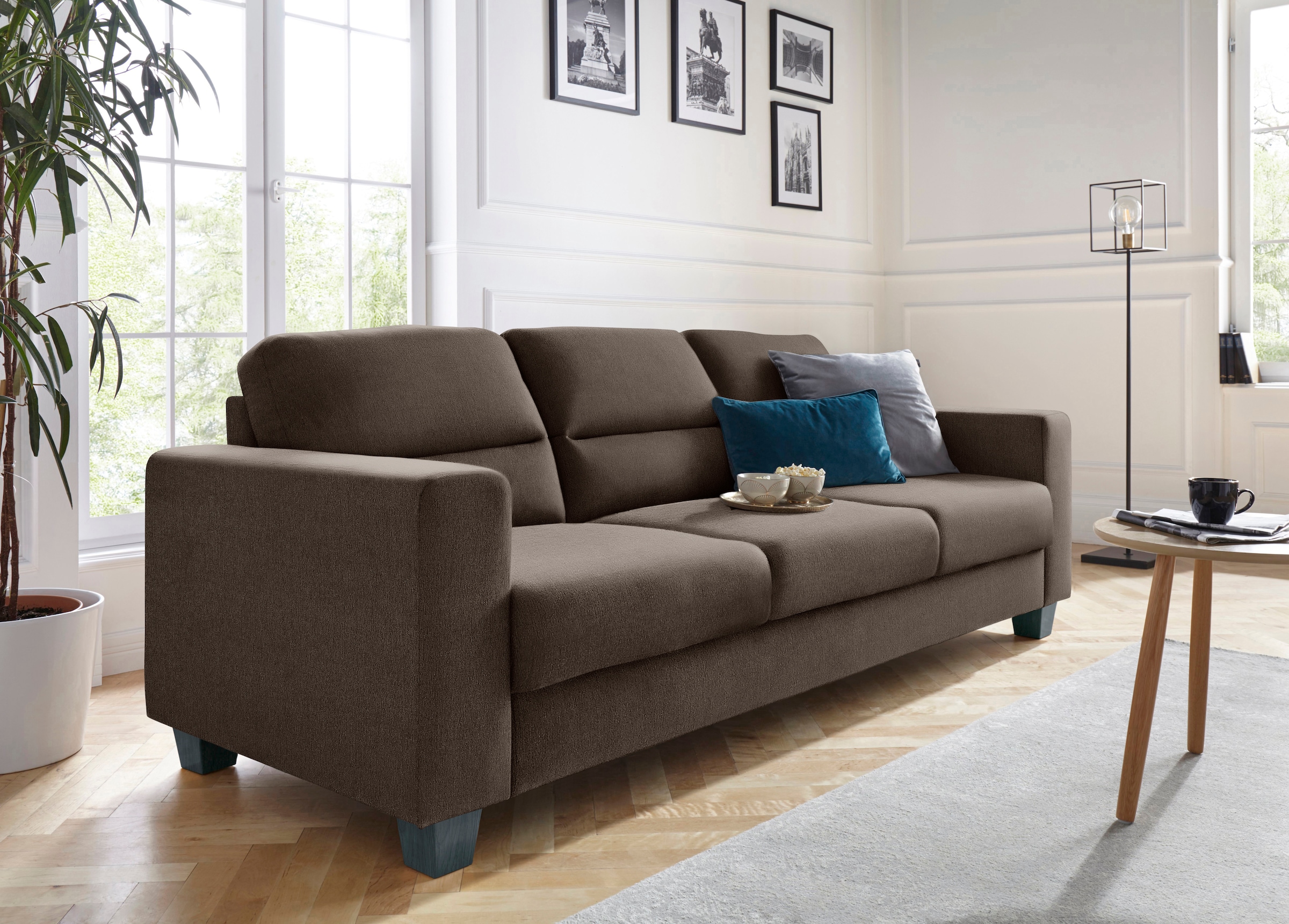 TRENDMANUFAKTUR 3-Sitzer »Chamber mit hohem Sitzkomfort«, in zeitloser Optik, Kopfstützen optional bestellbar