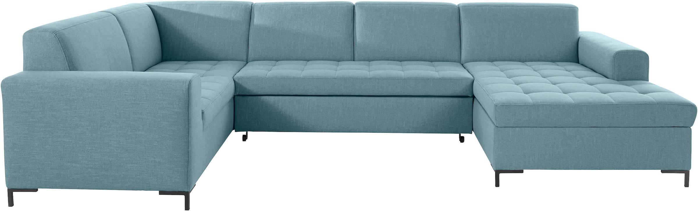 OTTO products Wohnlandschaft »Grazzo, aktuelle Steppung im Sitz, viel Platz, zeitlos, U-Form«, hochwertige Stoffe aus recyceltem Material, Steppung im Sitzbereich