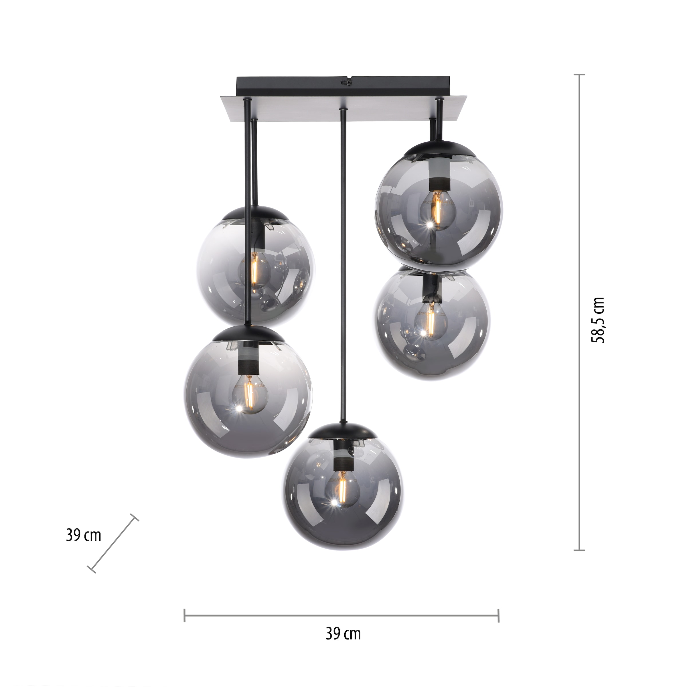 JUST LIGHT Deckenleuchte »BIG WIDOW«, 5 flammig-flammig, ExklusiveE14