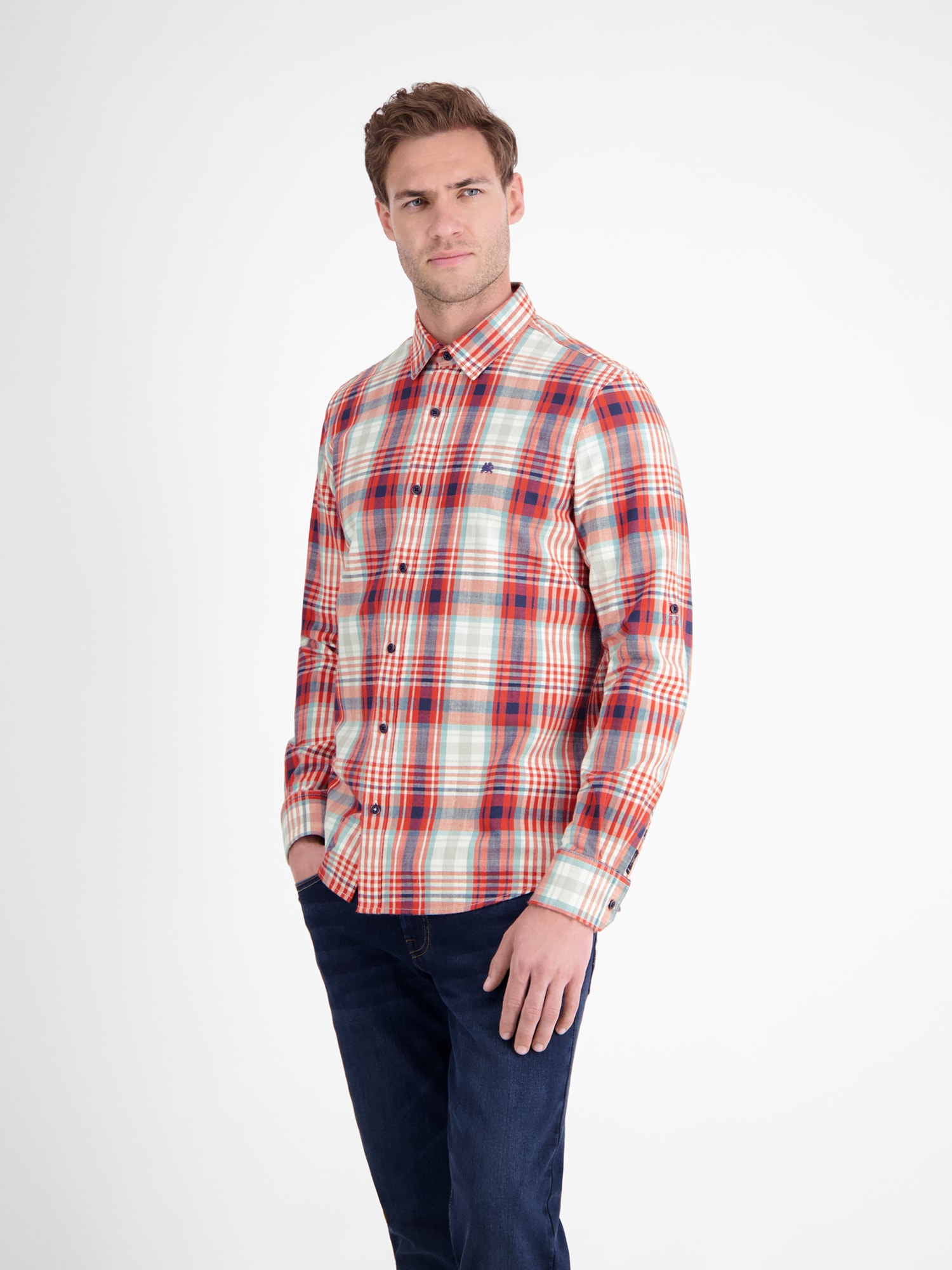 LERROS Langarmhemd »LERROS Karohemd für Herren«