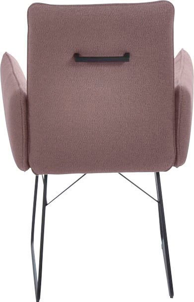 K+W Komfort & Wohnen Armlehnstuhl, 1 St., Flachgewebe Q2 2250, Drahtkufengestell in Metall schwarz, Griff am Rücken, Steppung im Sitz