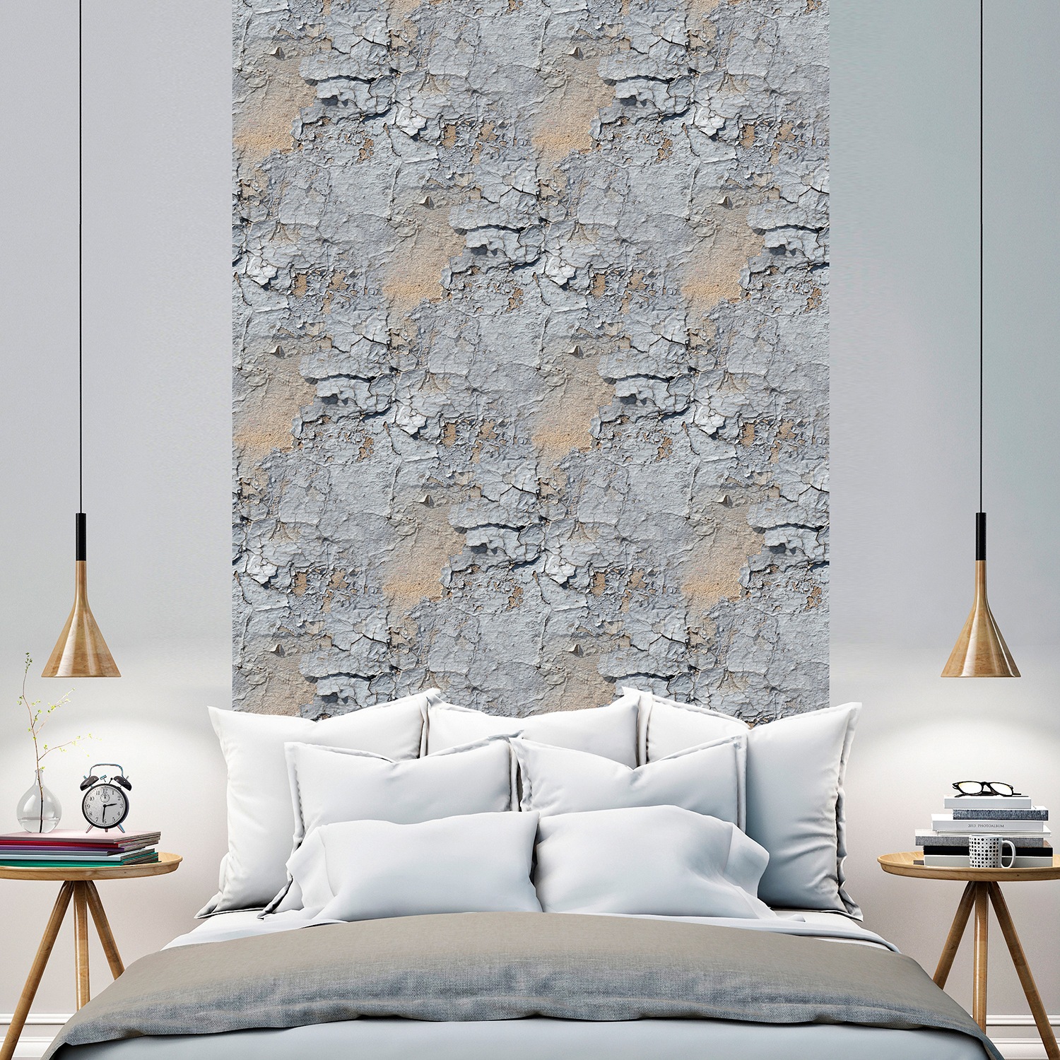 queence Vinyltapete »Rilrana«, bedruckt-clean-unifarben-minimalistisch-Abriebeffekte-Steinoptik, 90x250cm, selbstklebend, kinderleichte Anbringung, Sticker