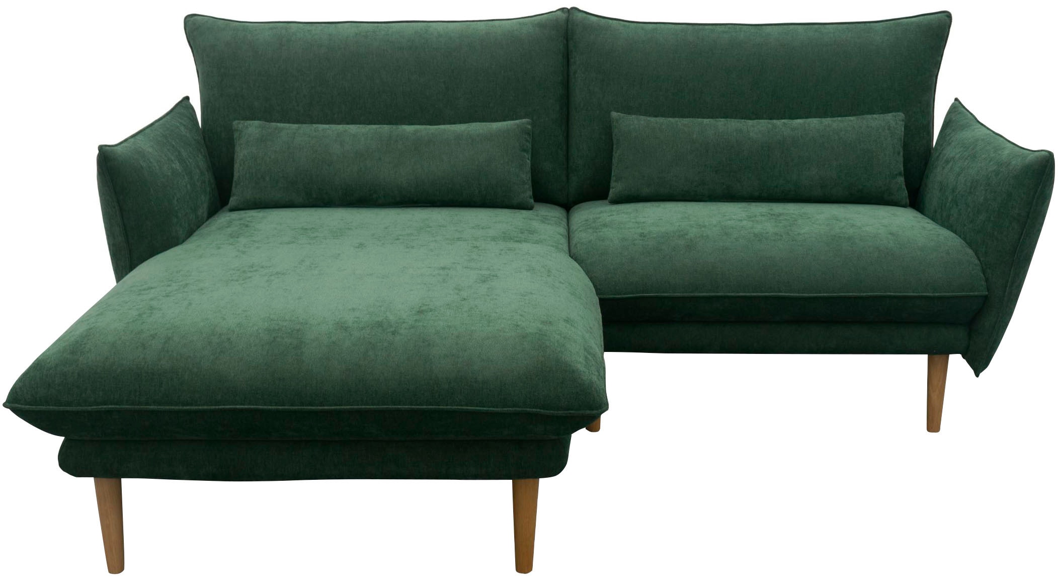 DOMO collection Ecksofa »Leuven kompakte Stellmaße, Breite 200 cm, schmale Armlehnen, L-Form« angenehm feste Polsterung, bodenfrei, 19 cm hohe Holzfüße