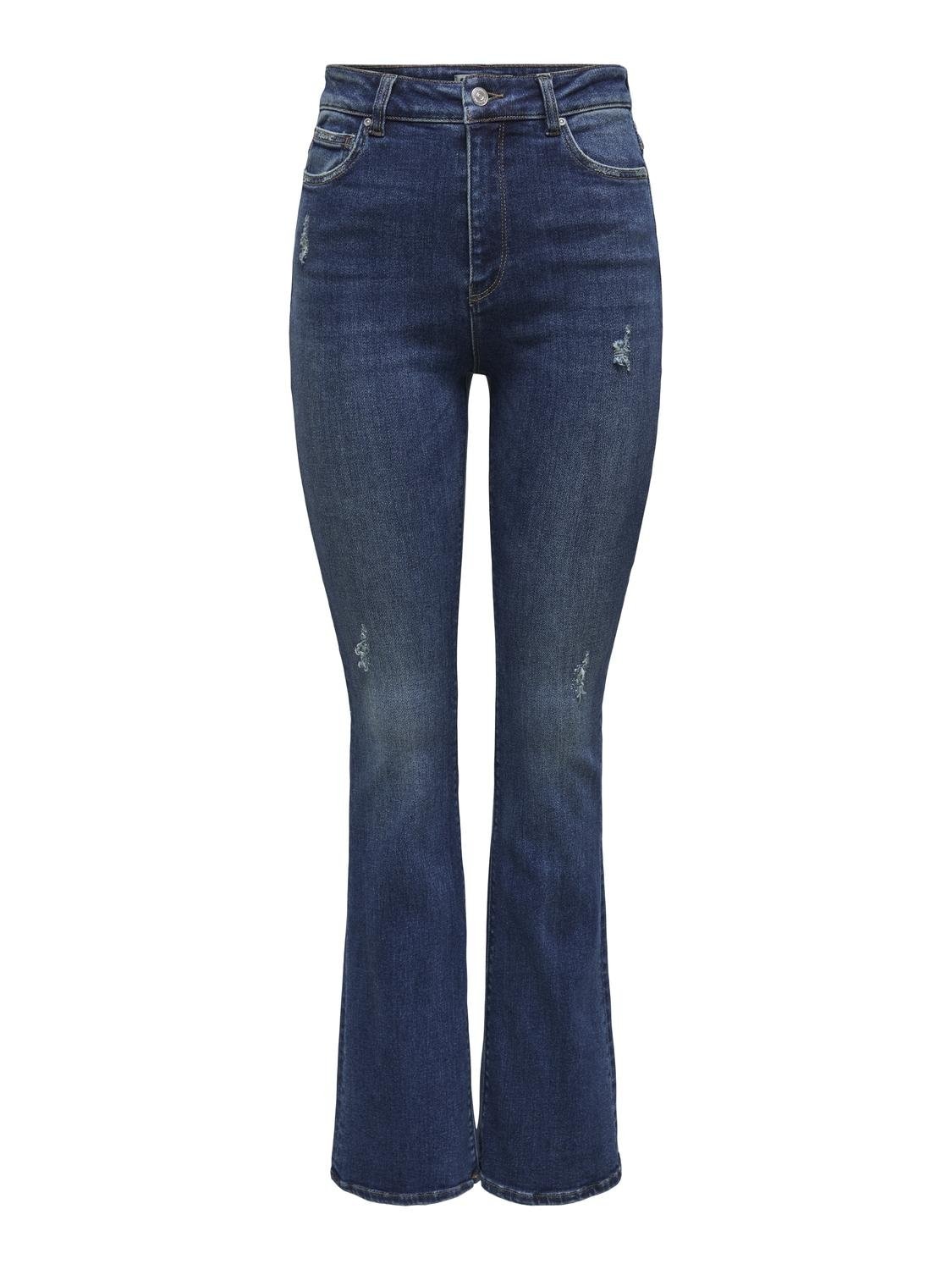 ONLY Bootcut-Jeans »ONLMILA HW FLARED DNM BJ374«, mit Destroyed Effekt